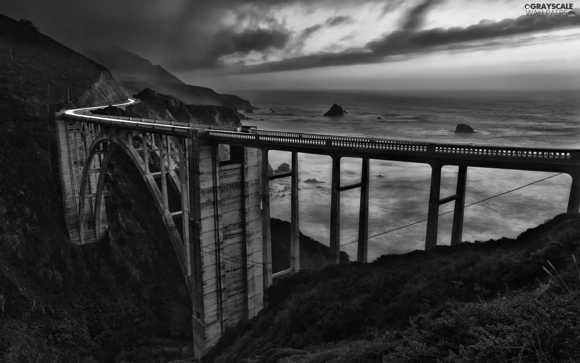 sea, west, sun, bridge