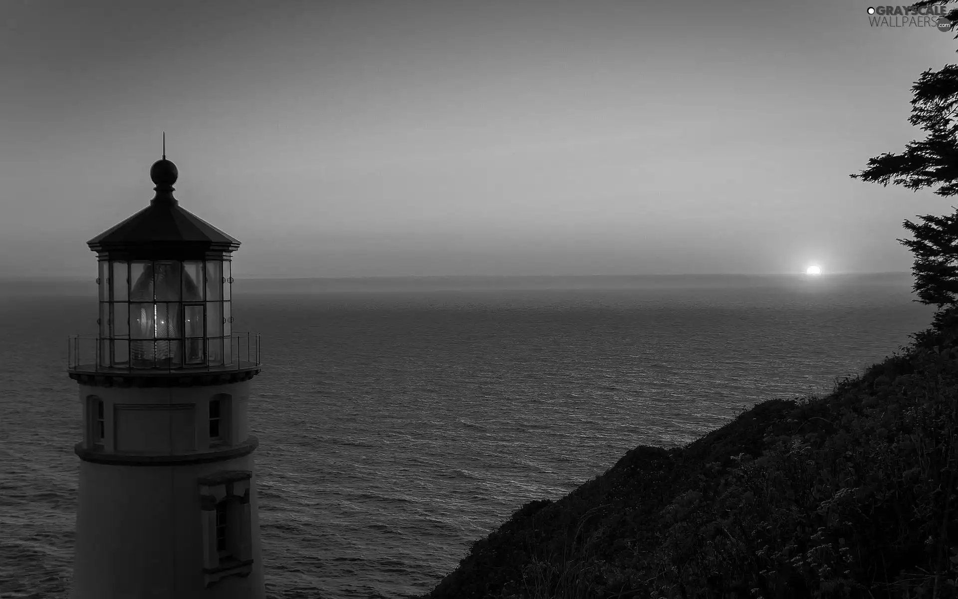 maritime, Coast, sun, sea, west, Lighthouse