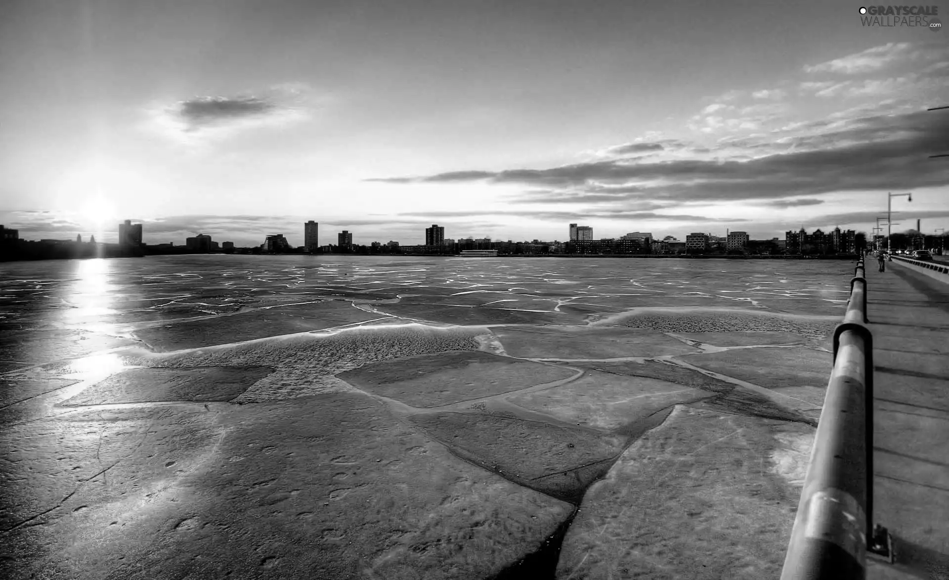 sun, Sky, Stones, west, River