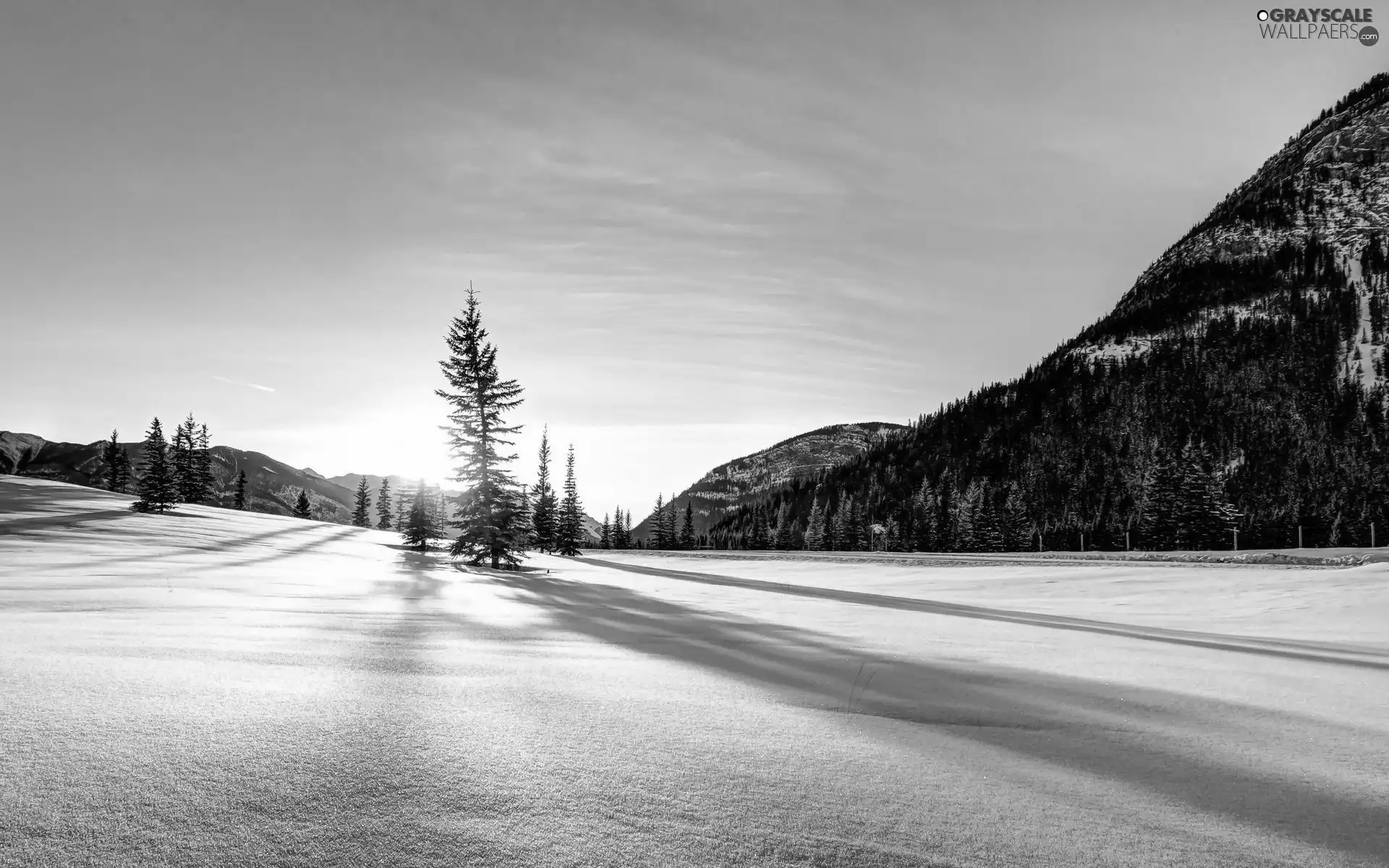 winter, east, sun, Mountains