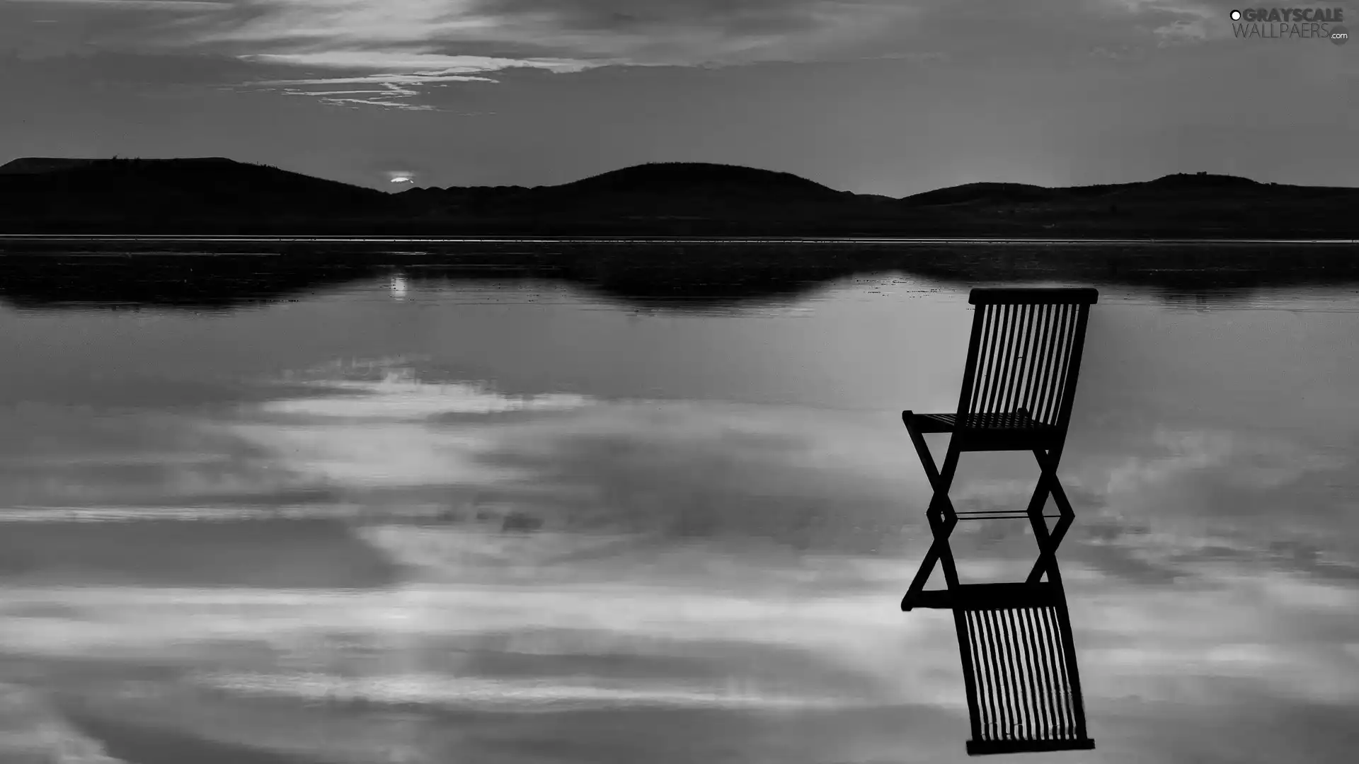 Sunset, Chair, lake