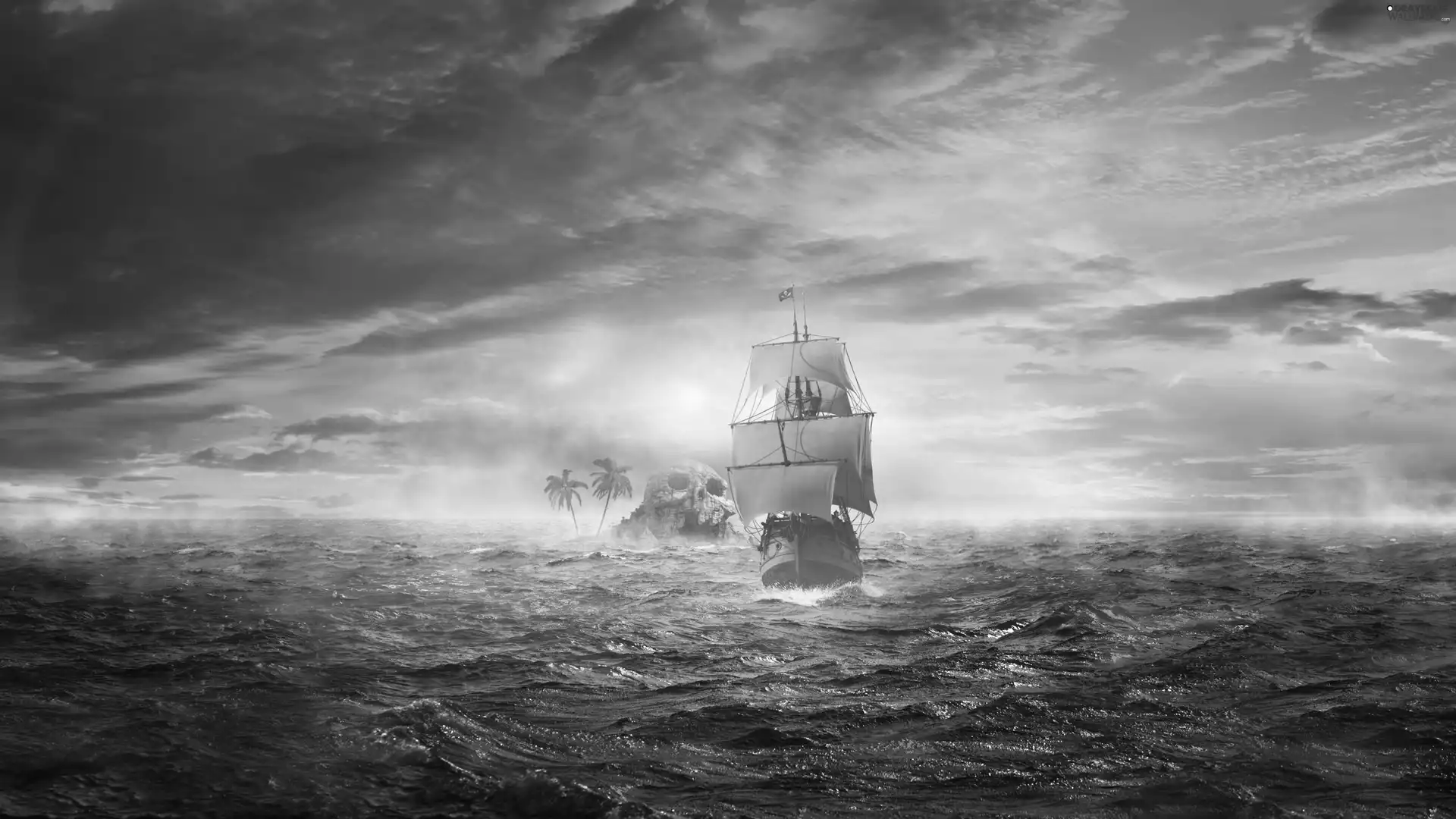 Great Sunsets, fantasy, pirate, sea, sailing vessel