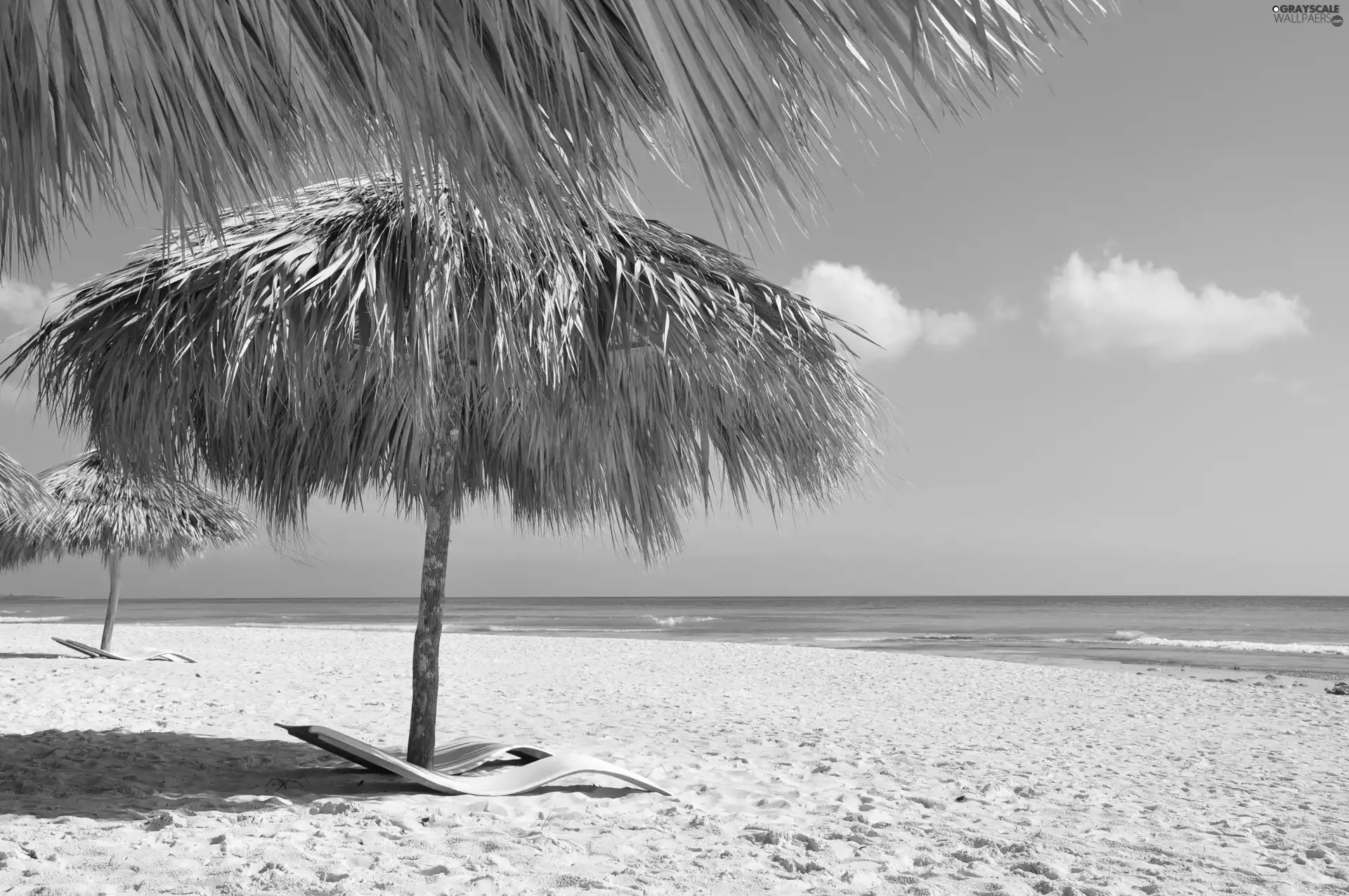 sea, Sunshade, holiday, Beaches
