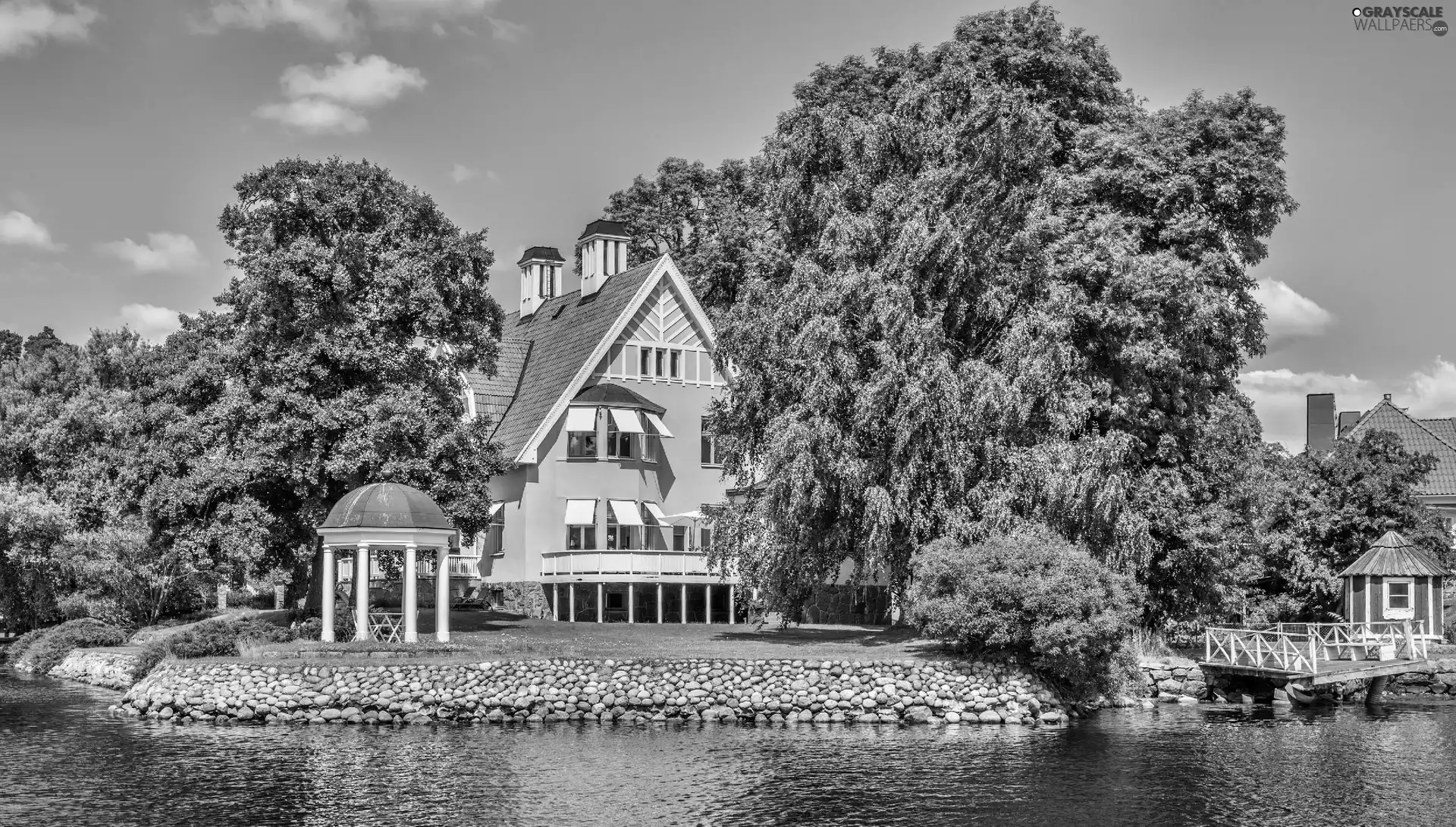 house, River, Sweden, arbour