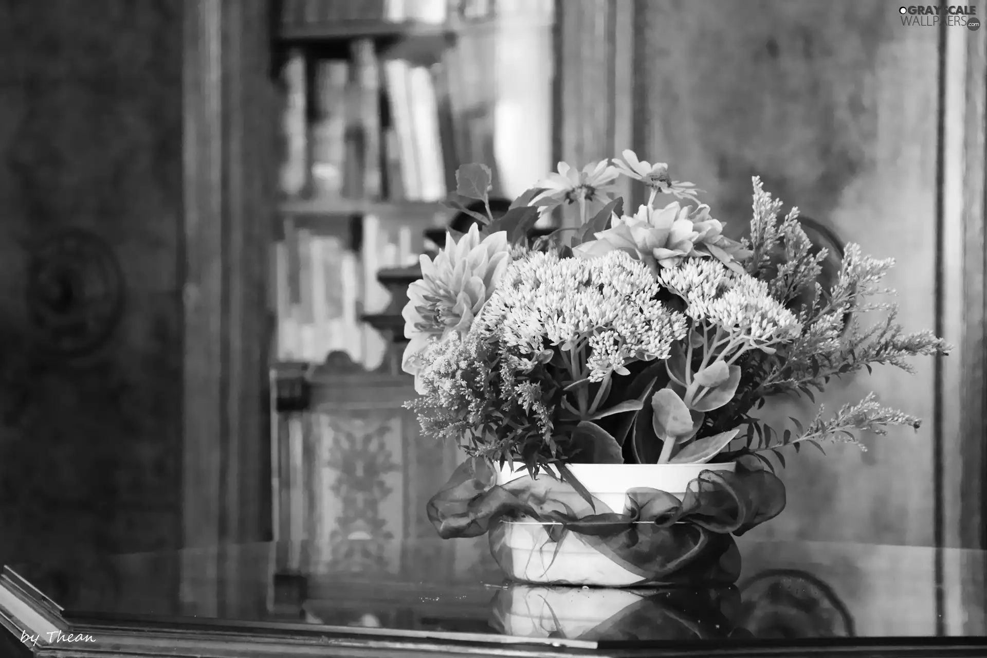 bouquet, an, table, flowers