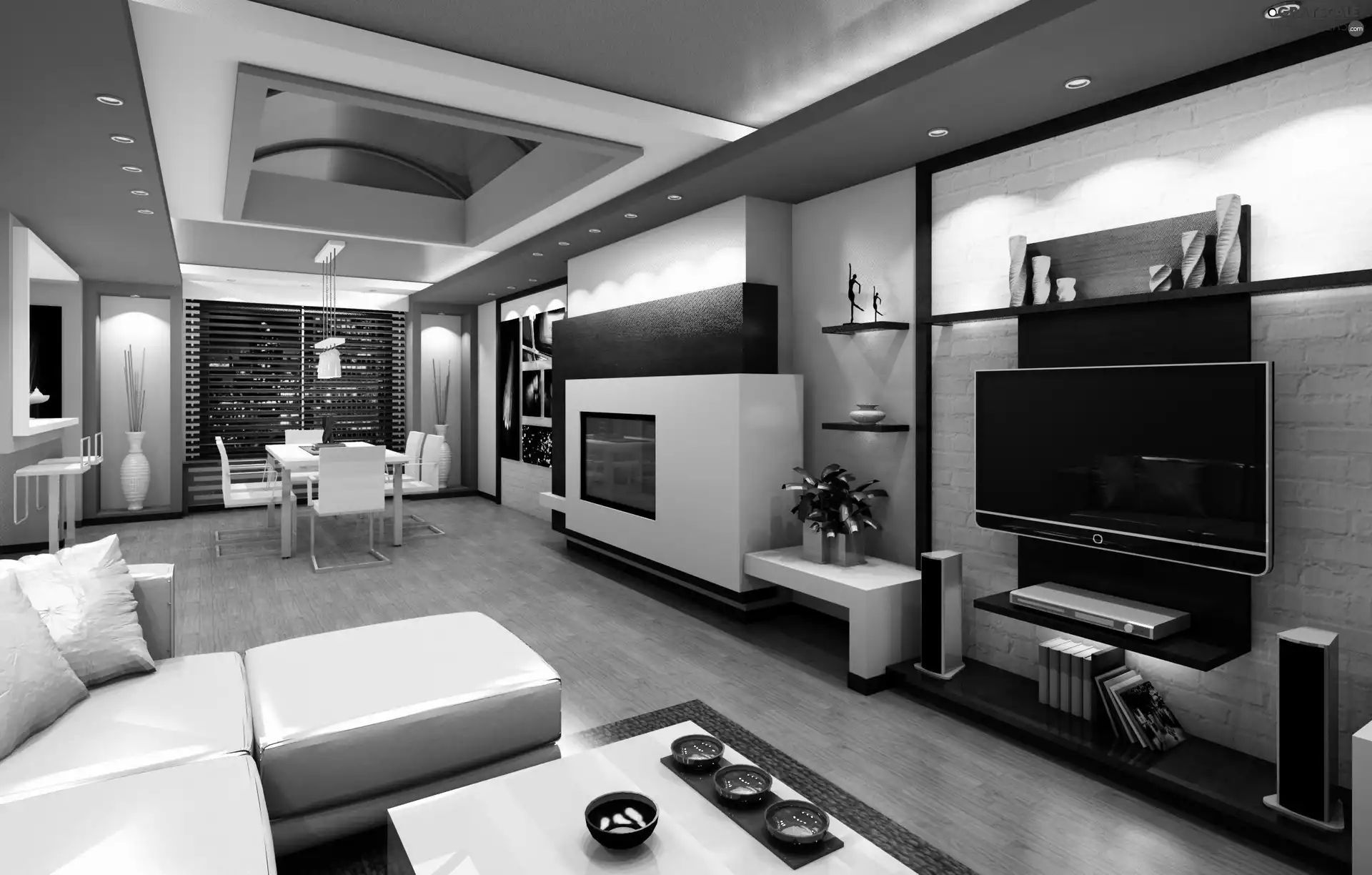 flat, burner chimney, Table, TV