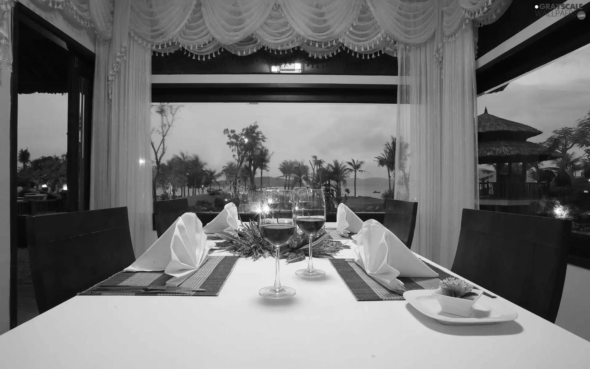 Table, interior, terrace