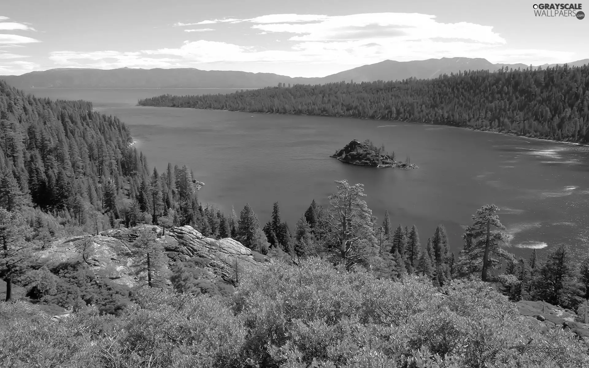 Tahoe, California, Islet, woods, lake