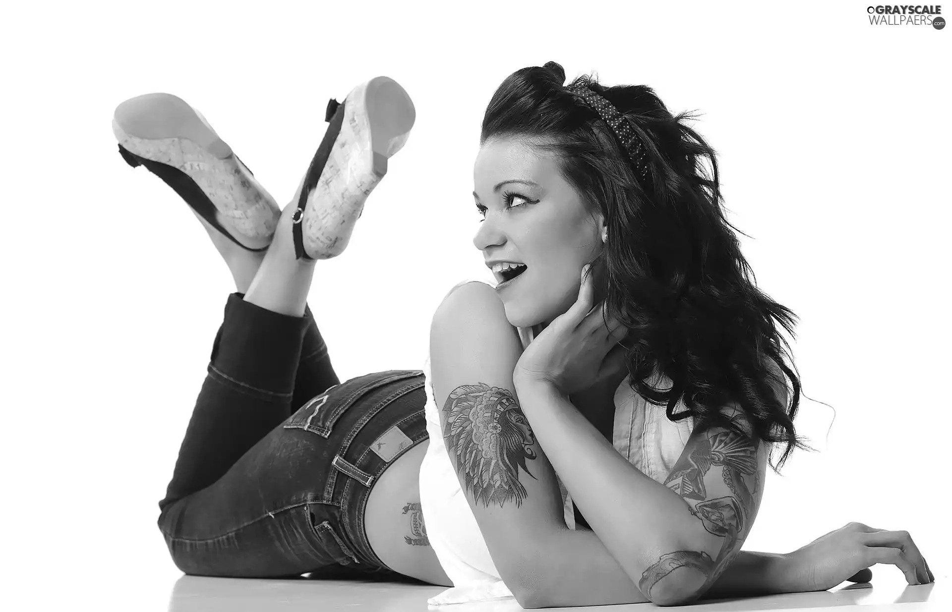 girl, make-up, tattoos, smiling