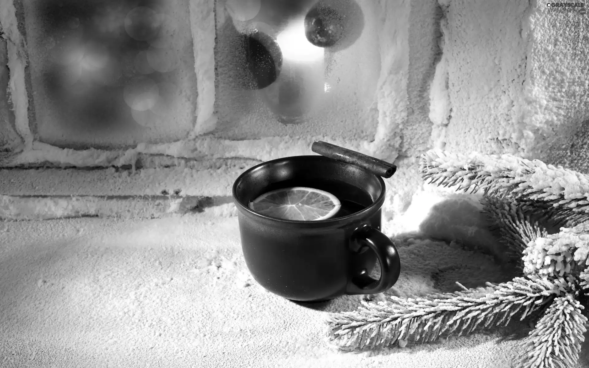 twig, parapet, cinnamon, cup, Lemon, baubles, Window, tea