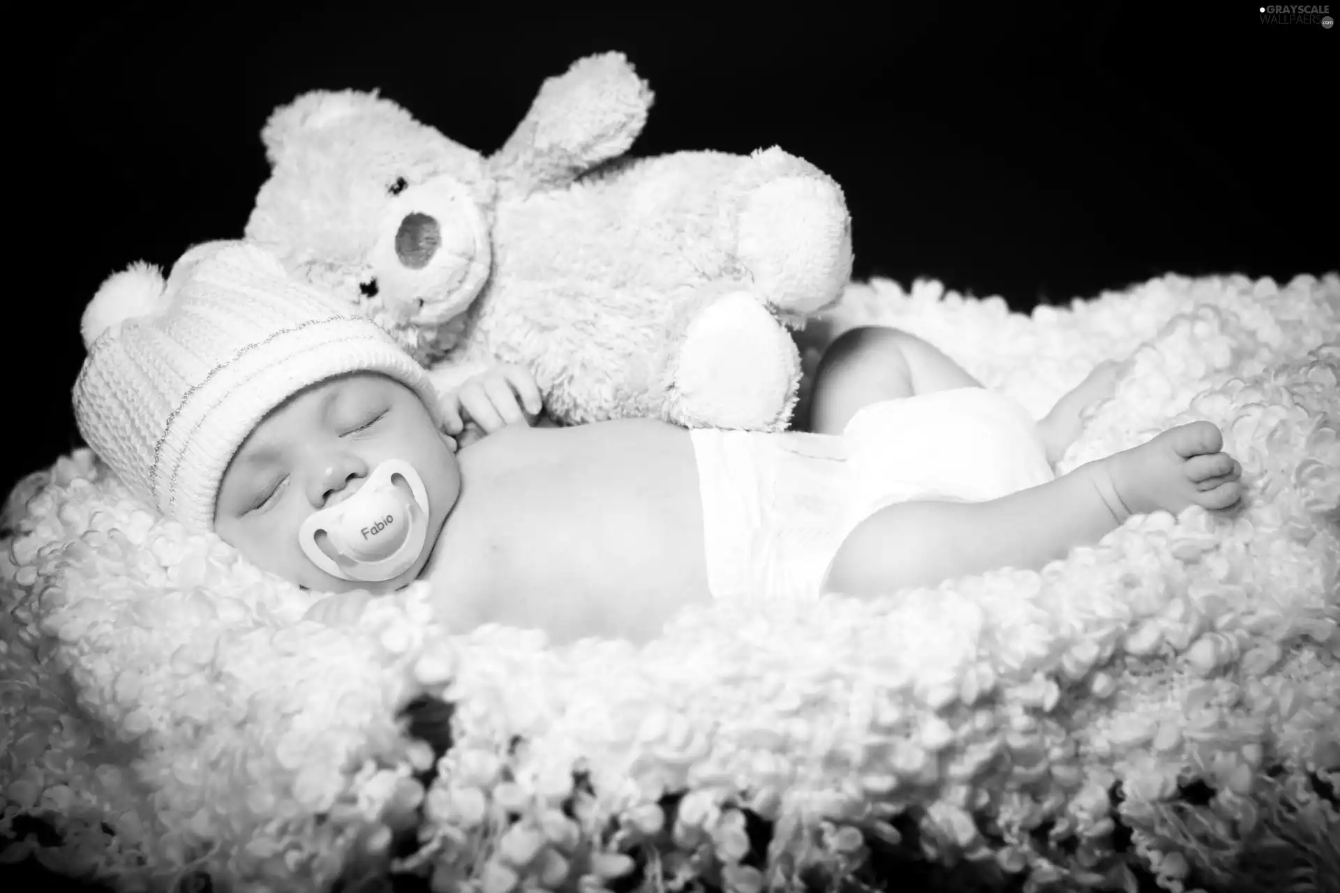 Sleeping, Plush, teddy bear, Baby