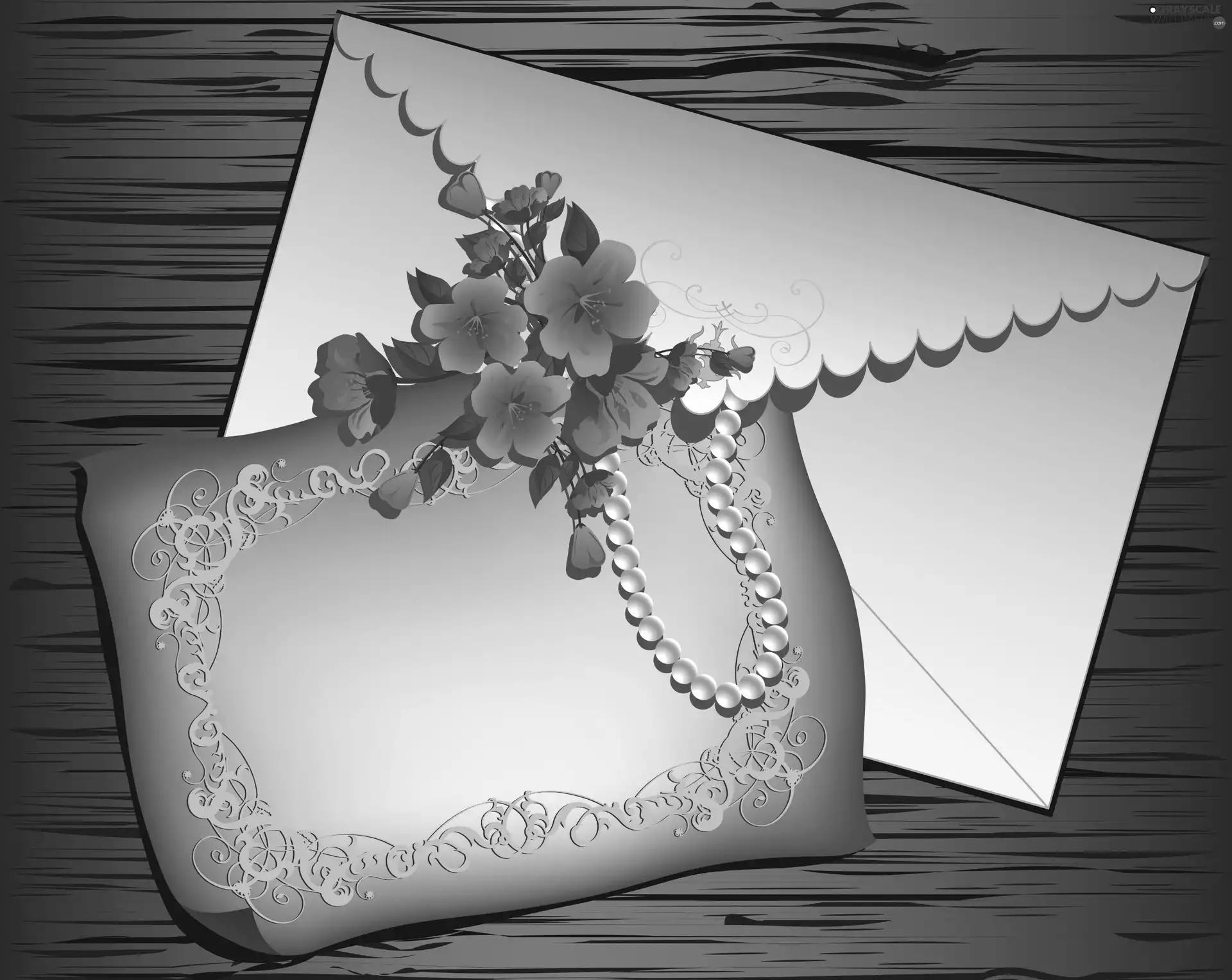 envelope, paper, texture, Flowers