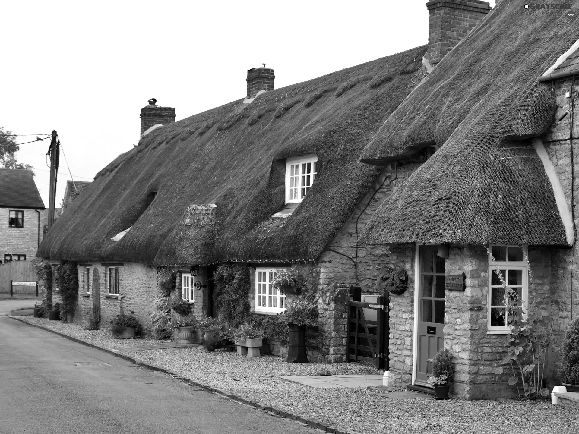 Houses, the roof, thatch, Street