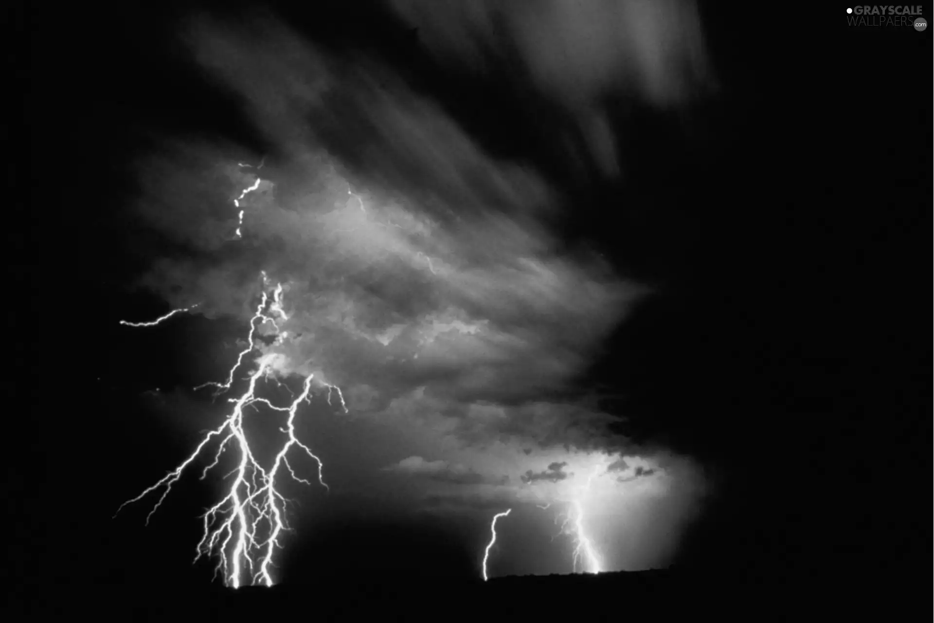 thunderbolt, clouds, Storm