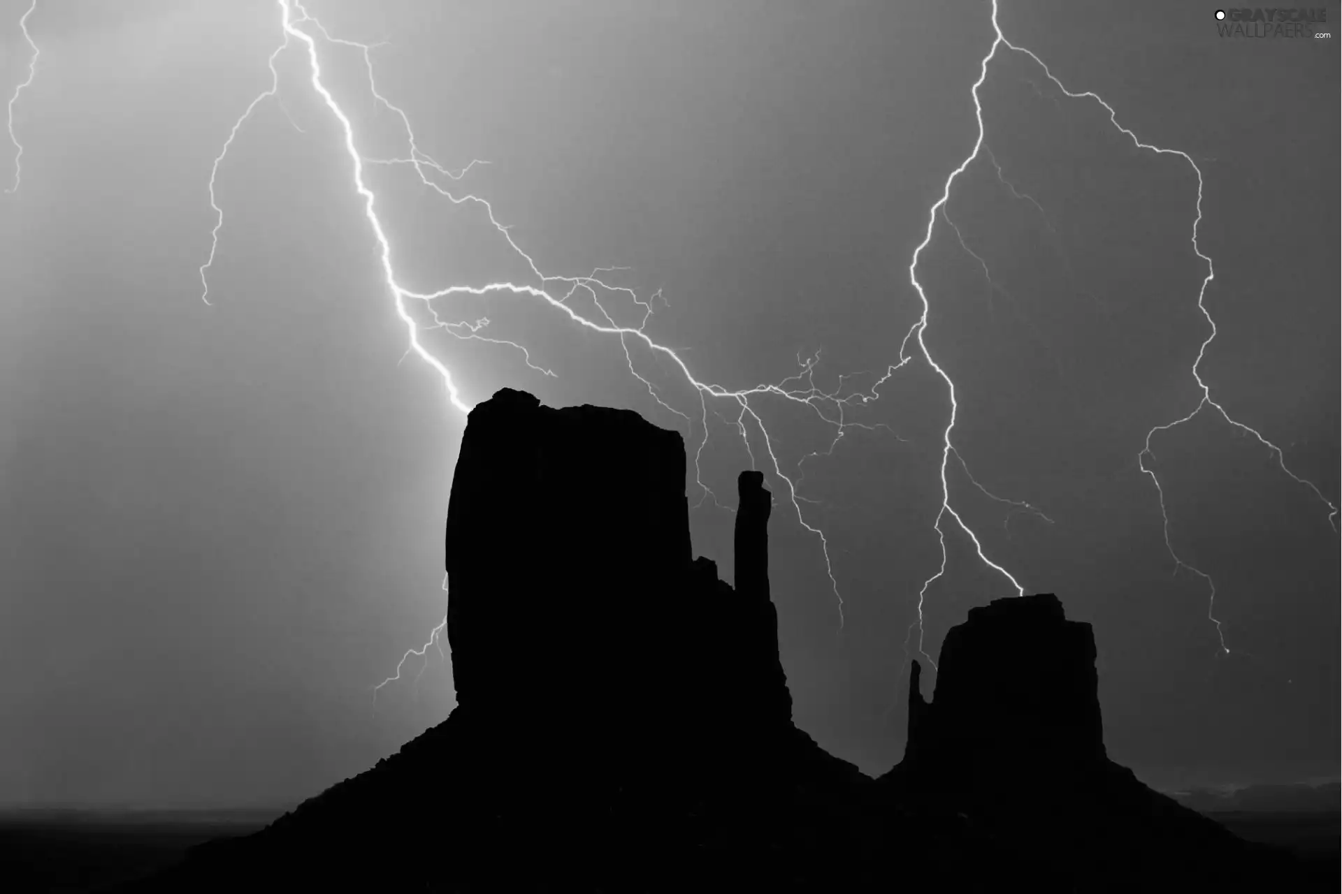 thunderbolt, rocks, Storm