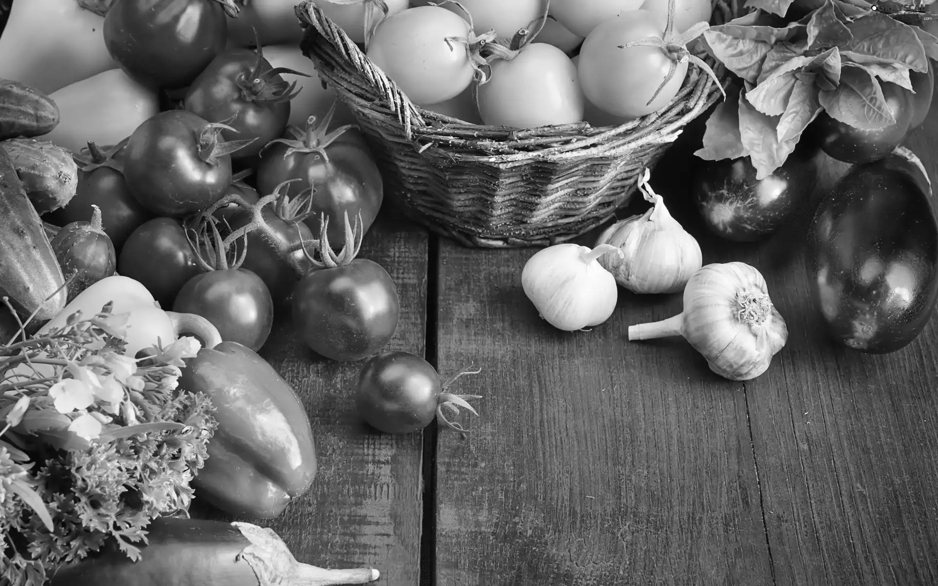 basket, pepper, tomatoes, Aubergine, cucumbers, ##