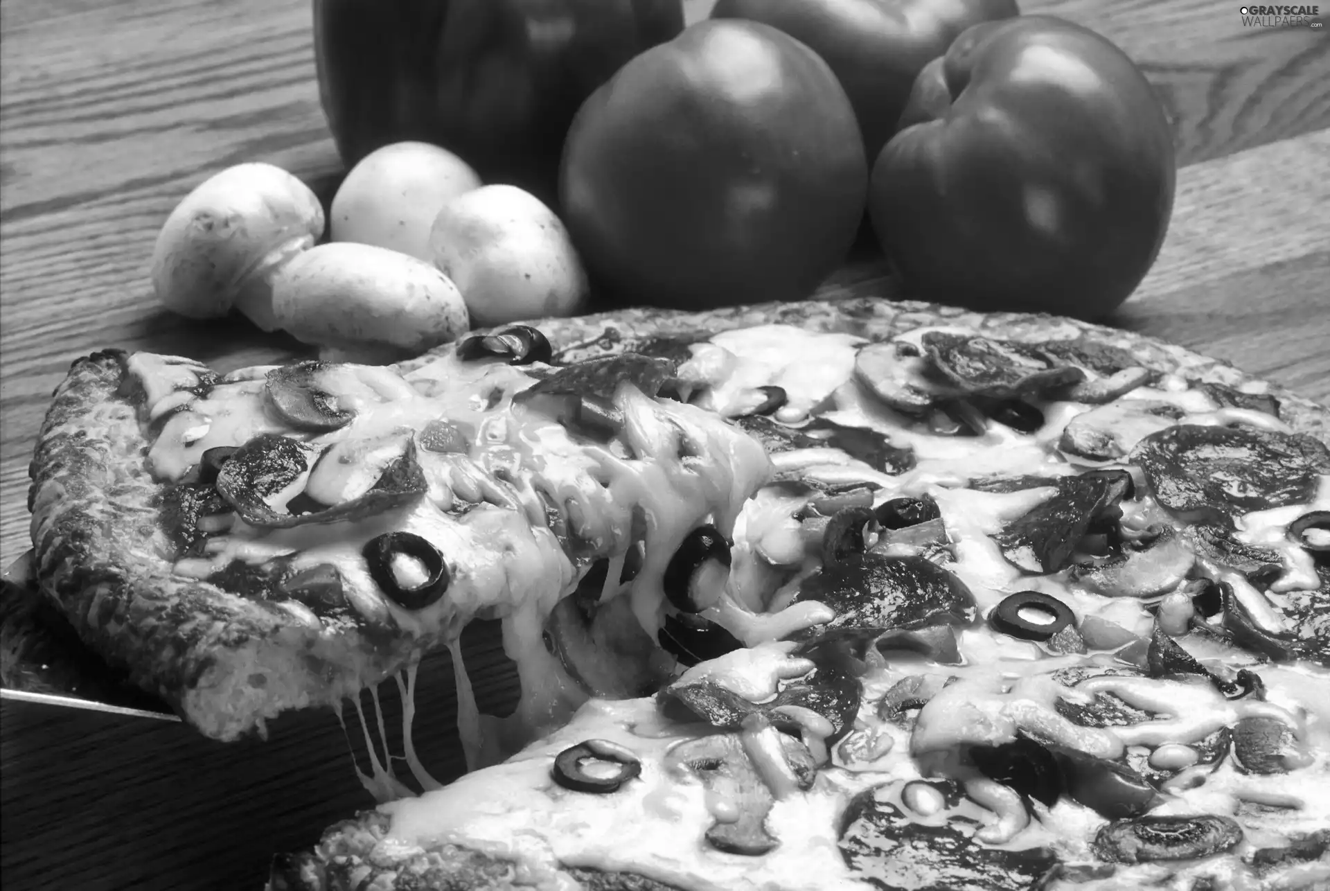 tomatoes, pizza, Mushrooms