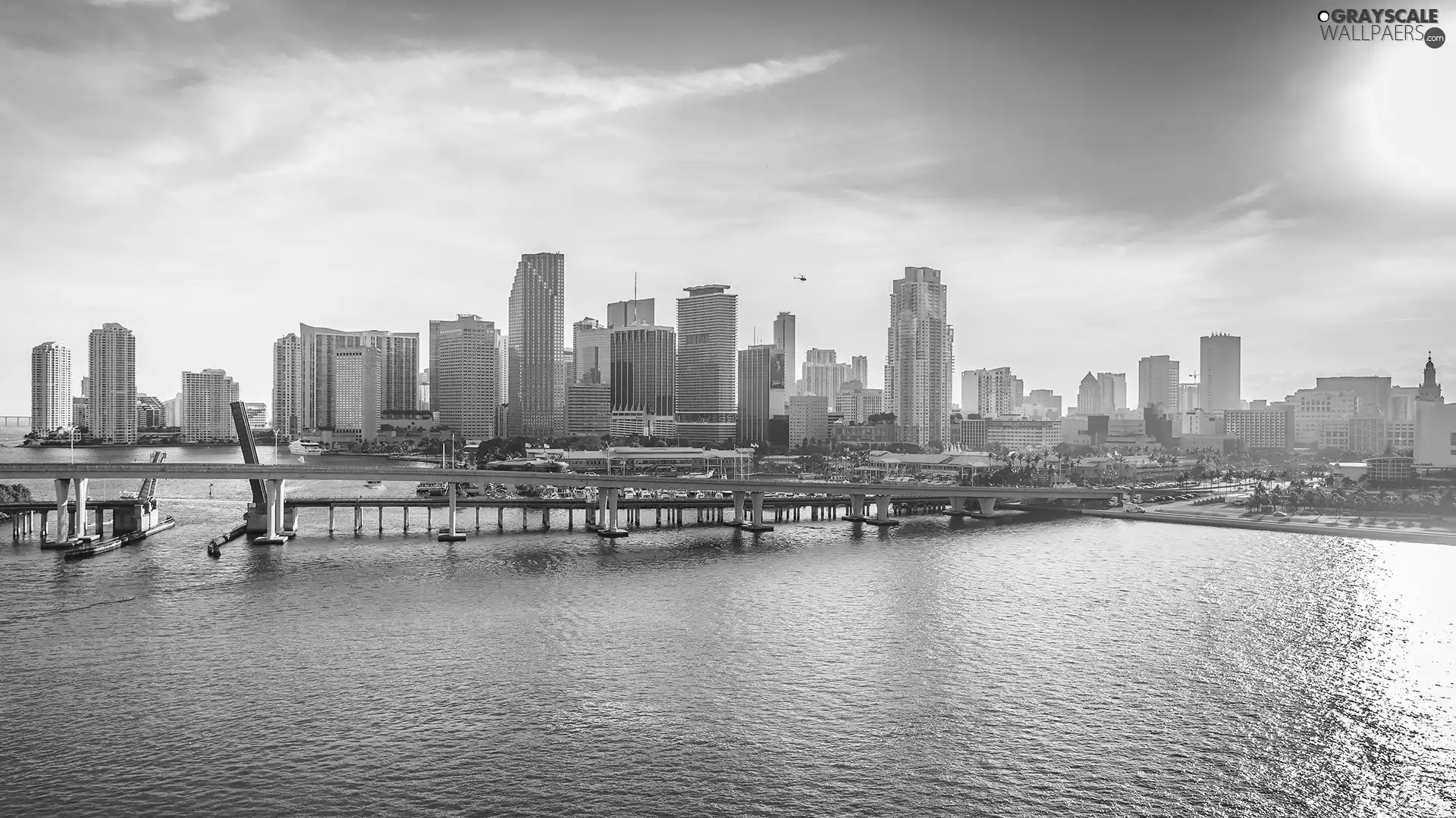 bridge, Ocean, Miami, Town, The United States