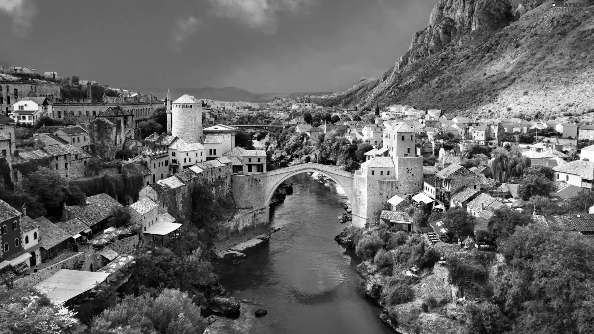 Mostar, Bosnia and Herzegovina, bridge, Town, River