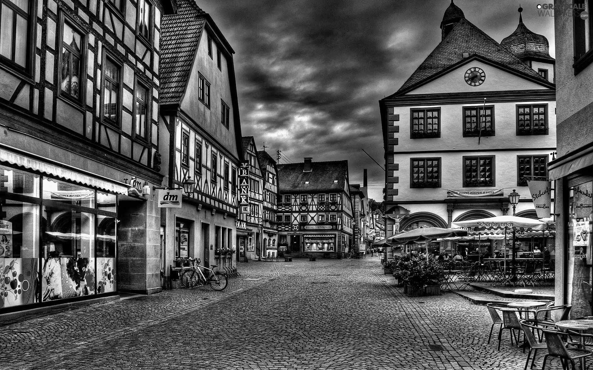 Town, alley, Houses