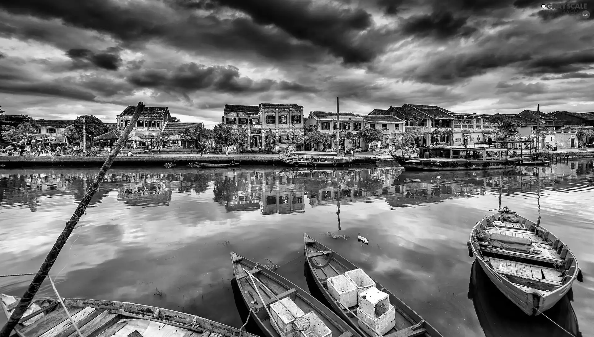 Town, Boats, port