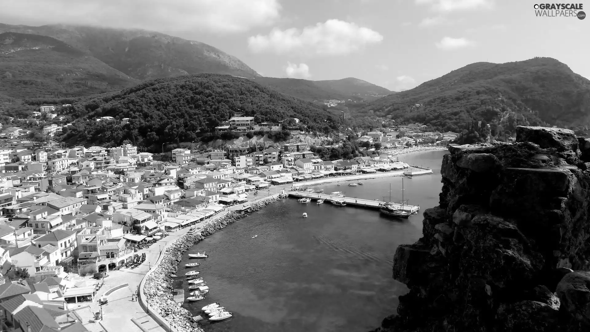 Town, Parga, sea, The Hills, Coast, Greece