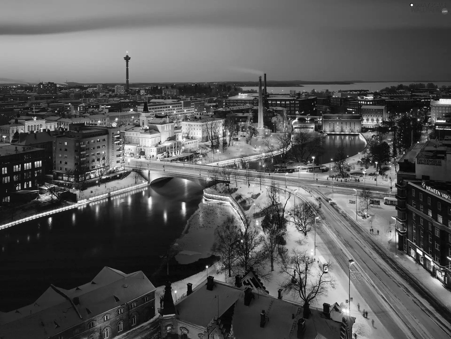 Snowy, Finland, Town, winter, Streets, Tampere