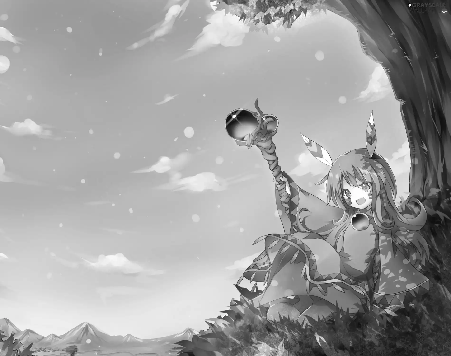 trees, girl, Scepter