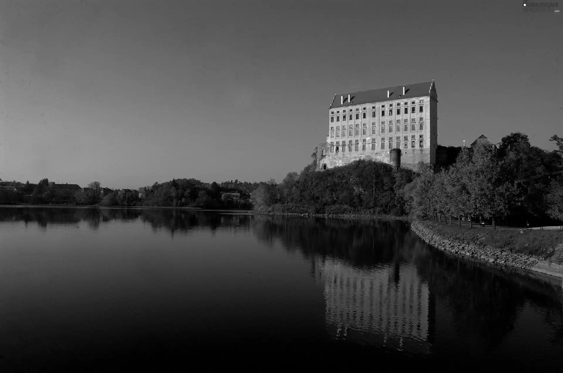 water, Castle, trees, viewes, reflection, Plumlov