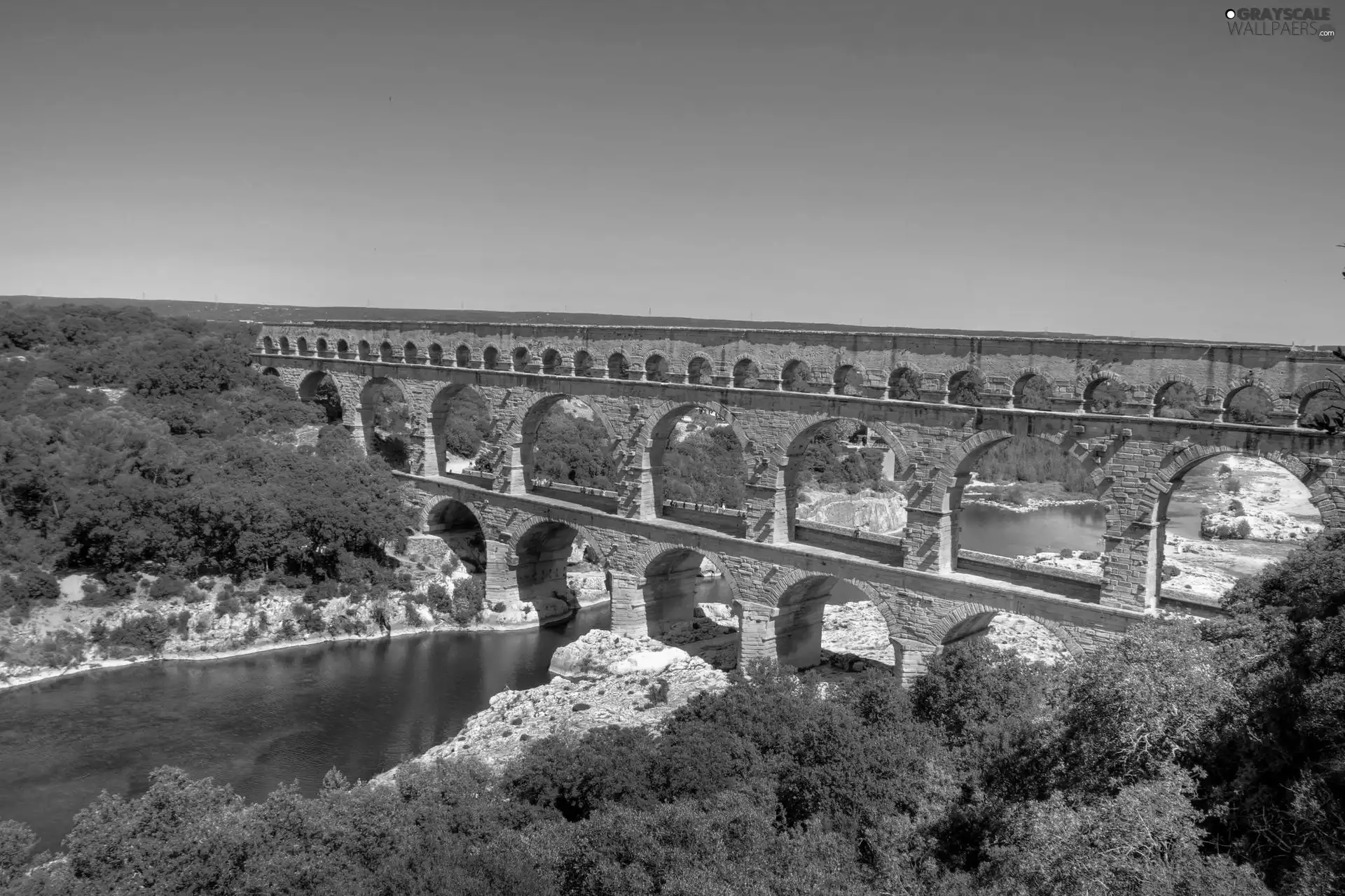 trees, viewes, bridge, aqueduct, River