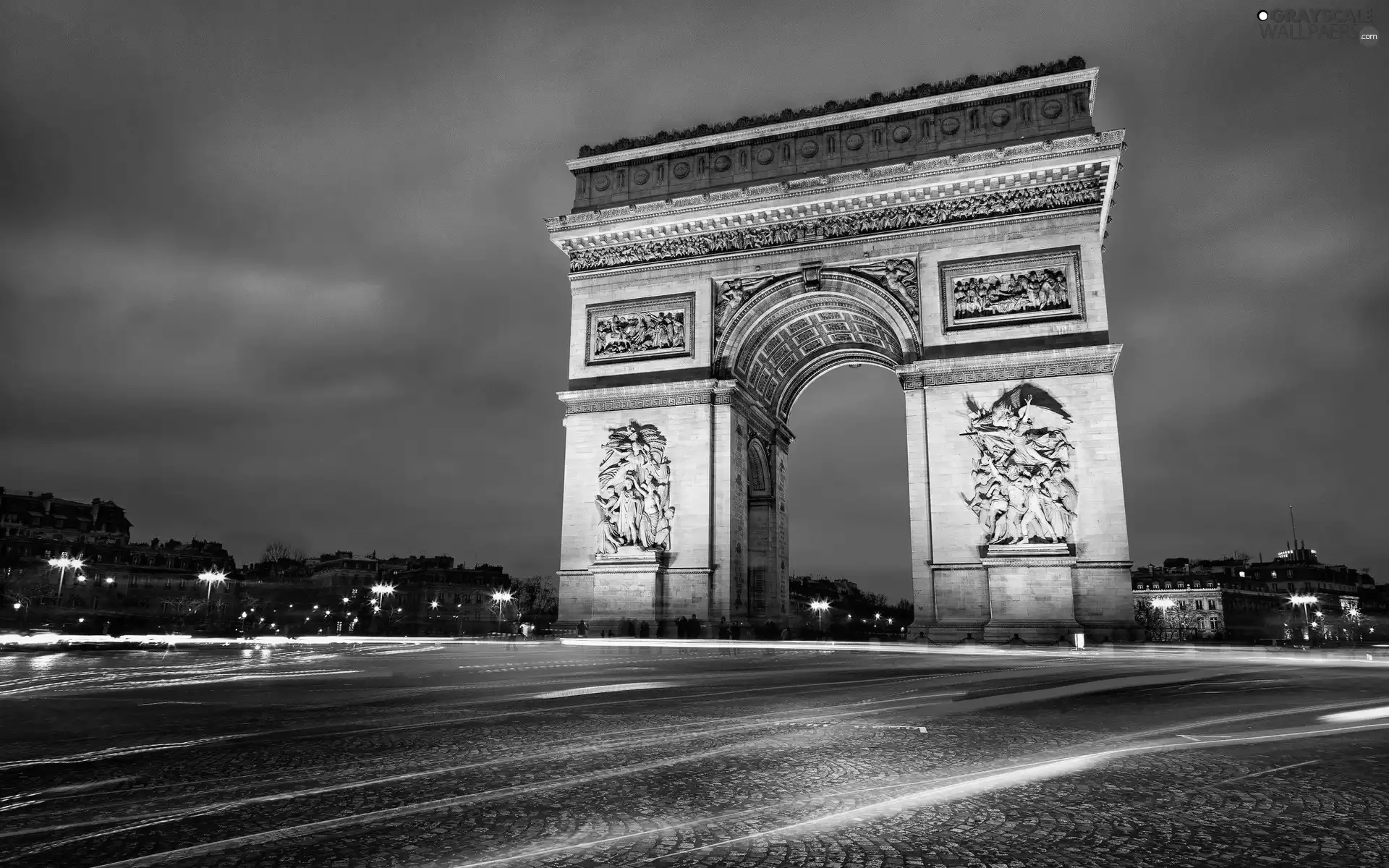 arc de Triomphe, Way, Paris, night, France