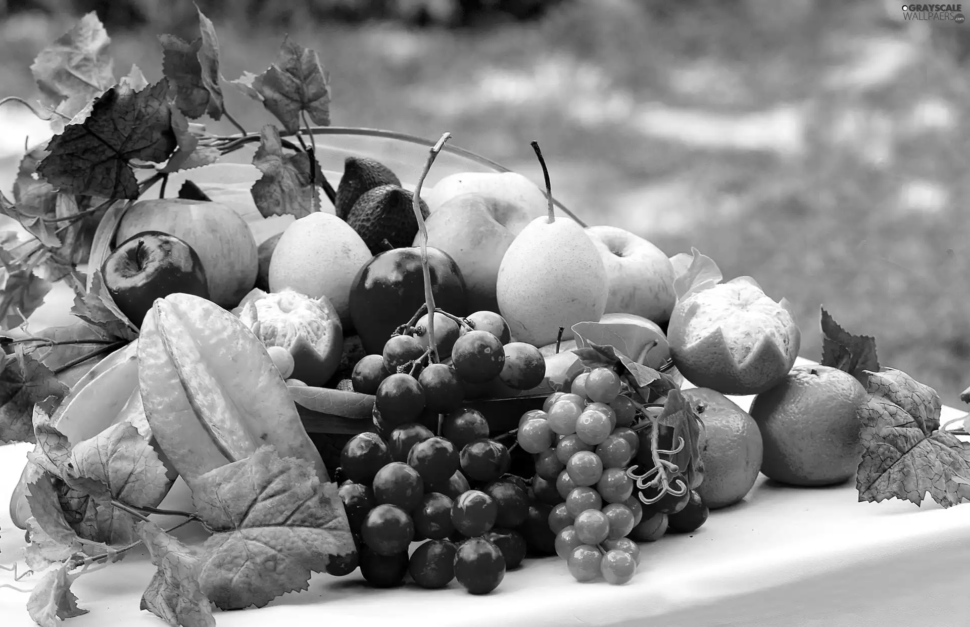 Fruits, mandarin, truck concrete mixer, Grapes