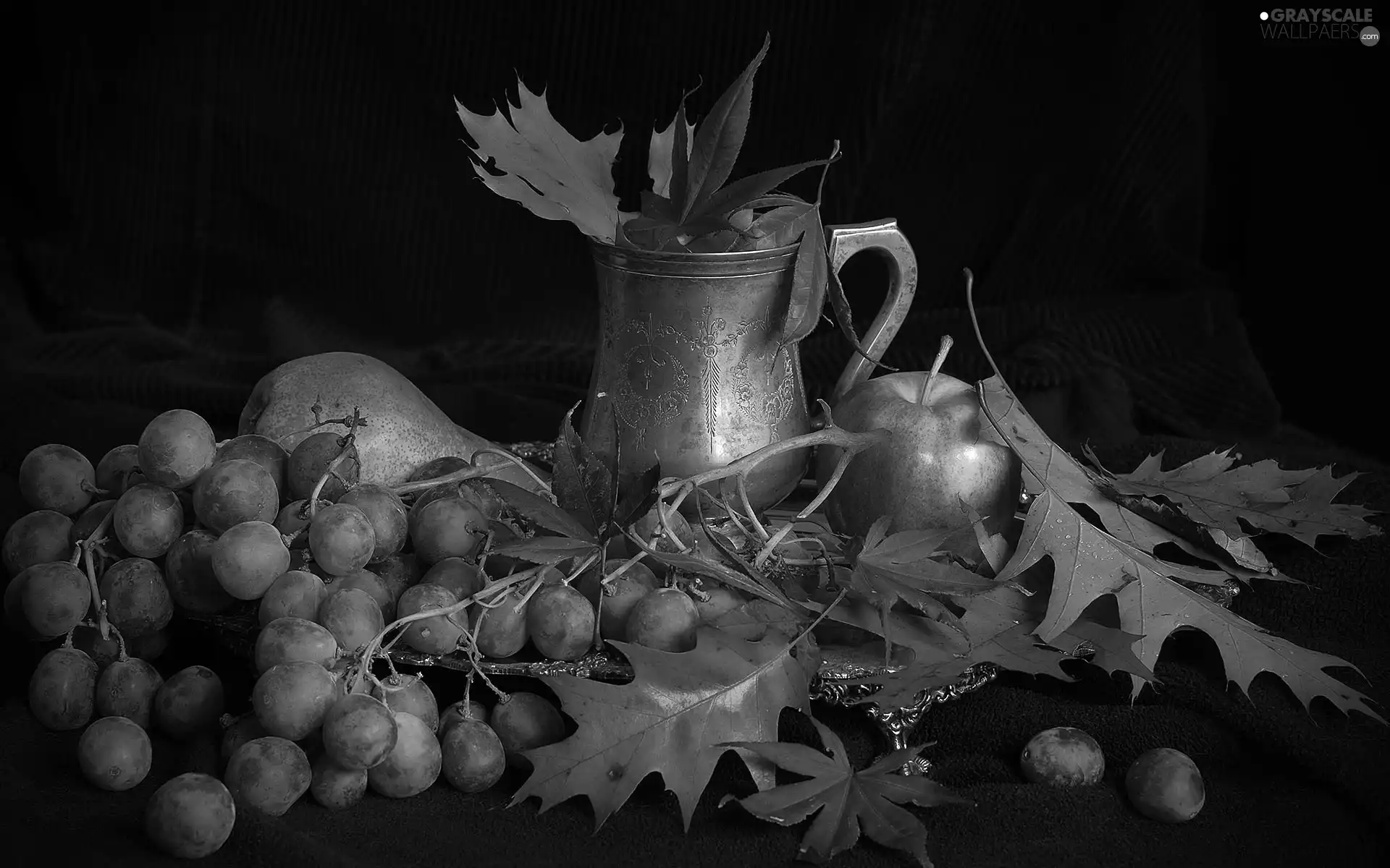 Leaf, composition, Apple, Truck concrete mixer, Grapes