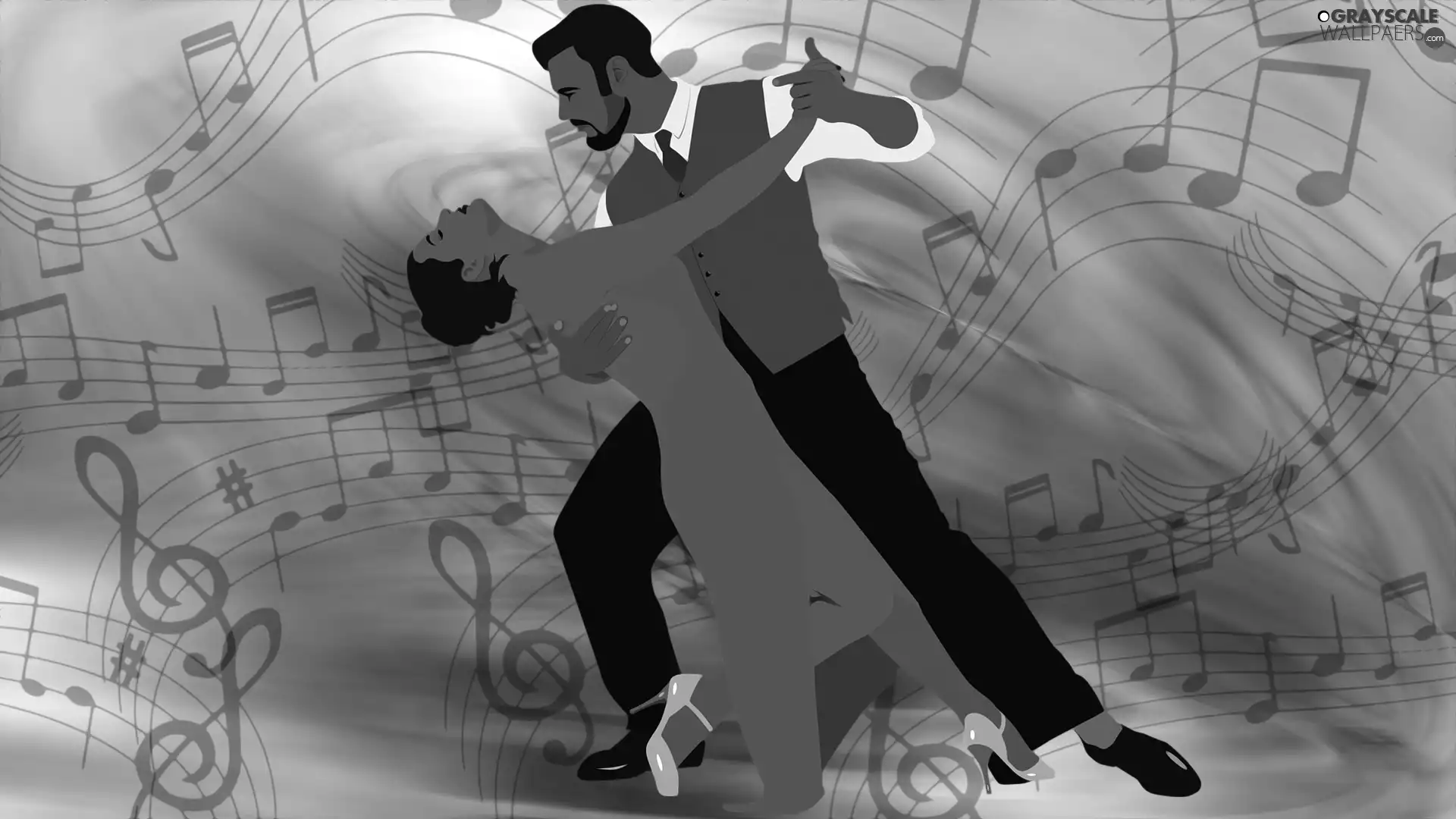 Women, a man, Tunes, dance, graphics
