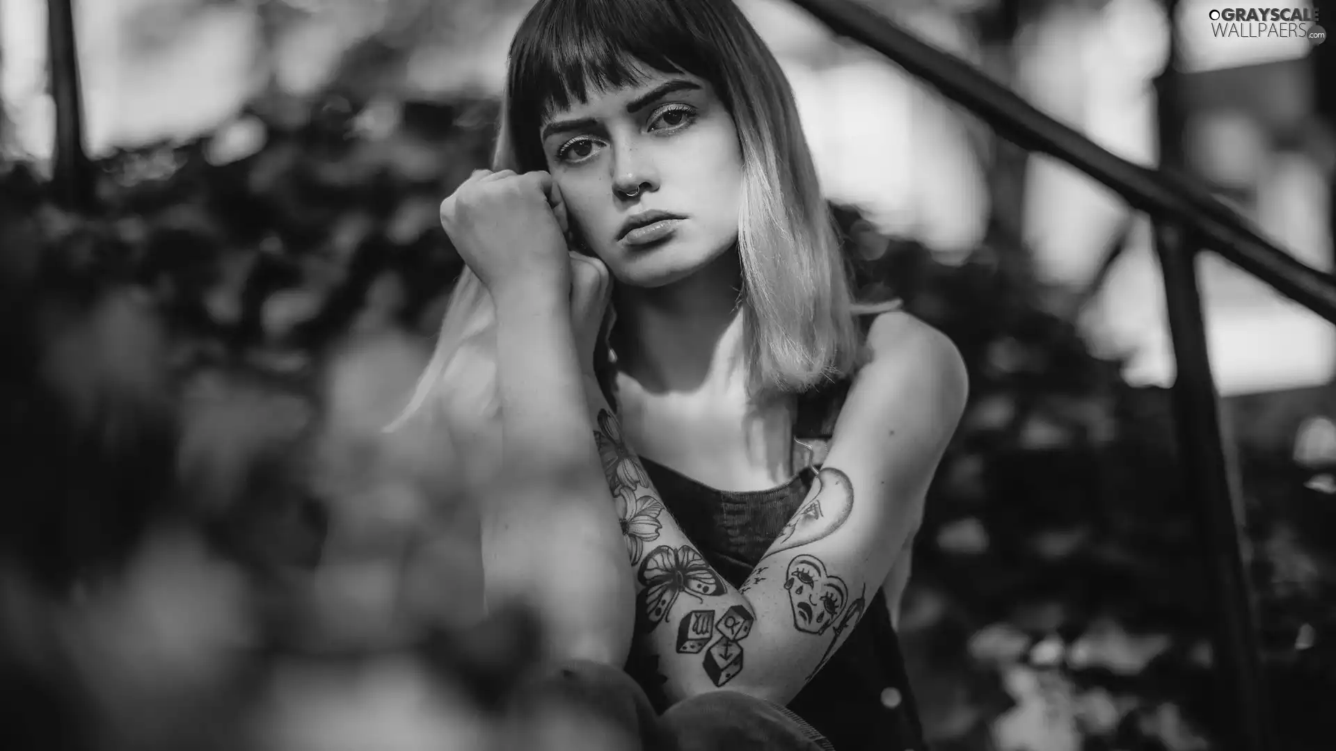 girl, Hair, Tattoo, turquoise