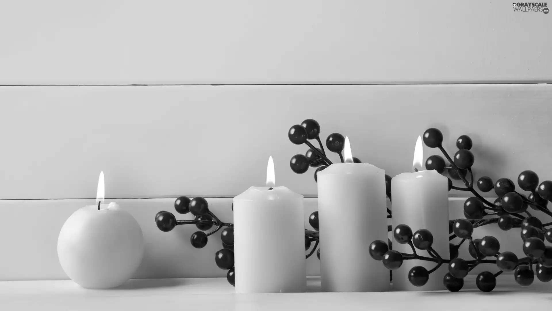 boarding, twig, White, Candles, four