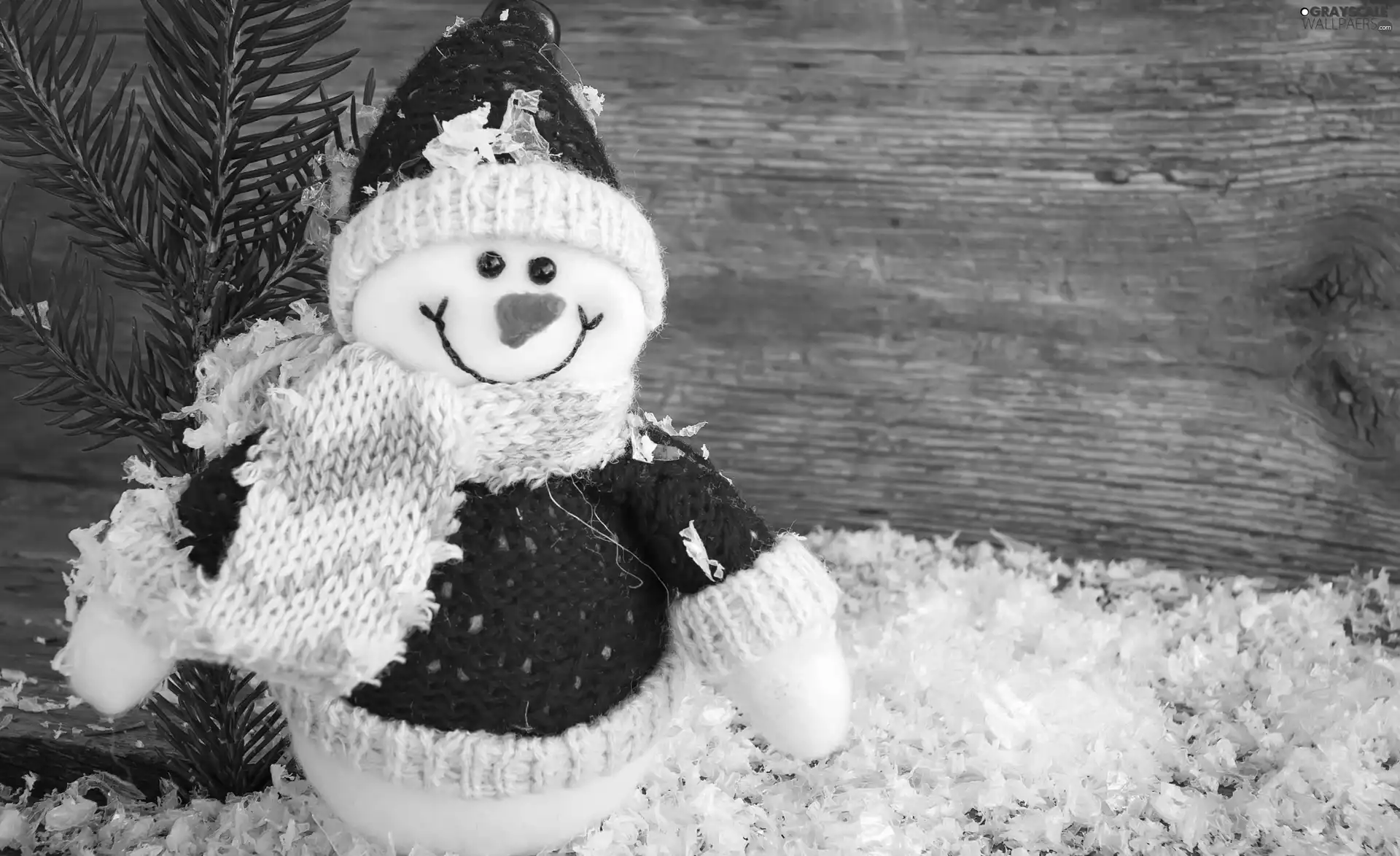 Snowman, snow, Twigs, clothes
