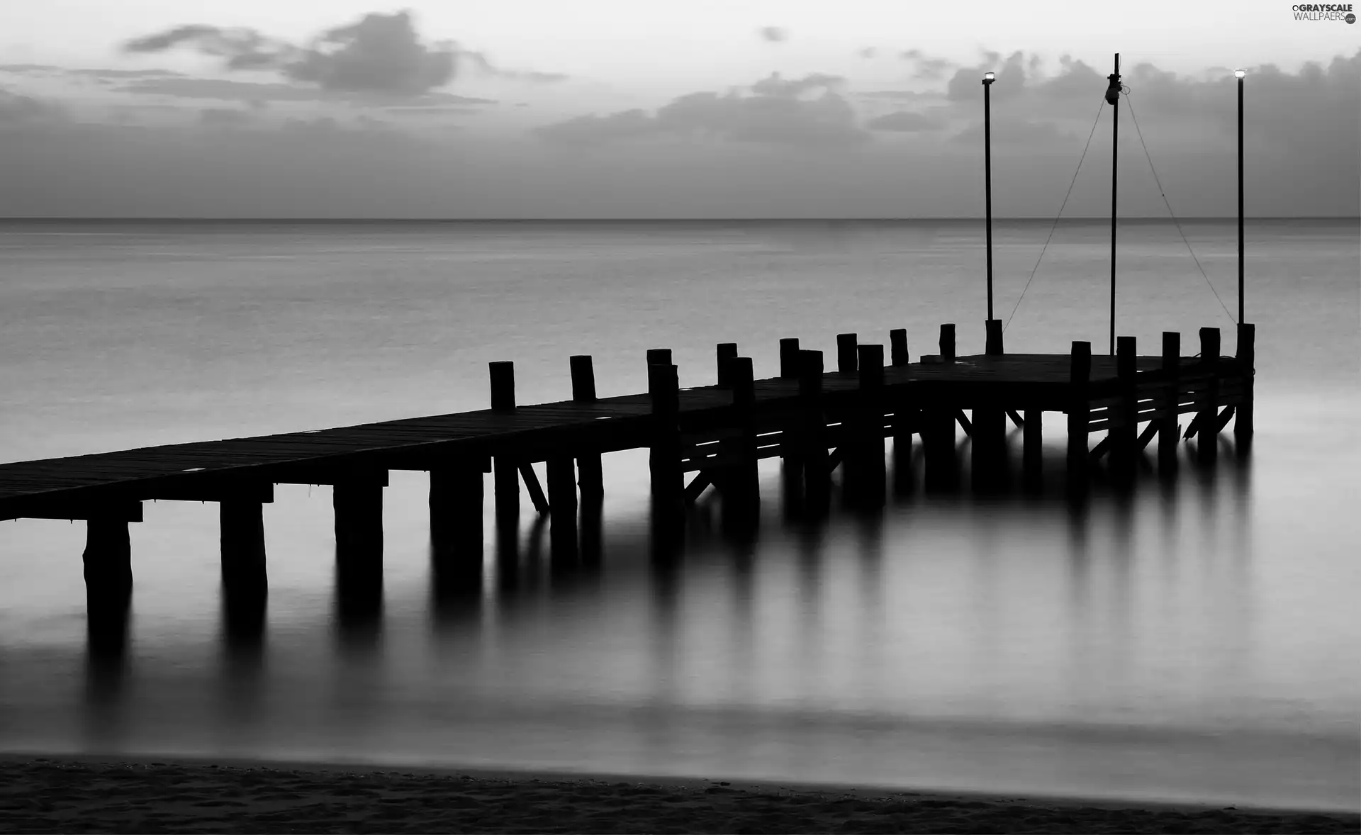 twilight, sea, Platform