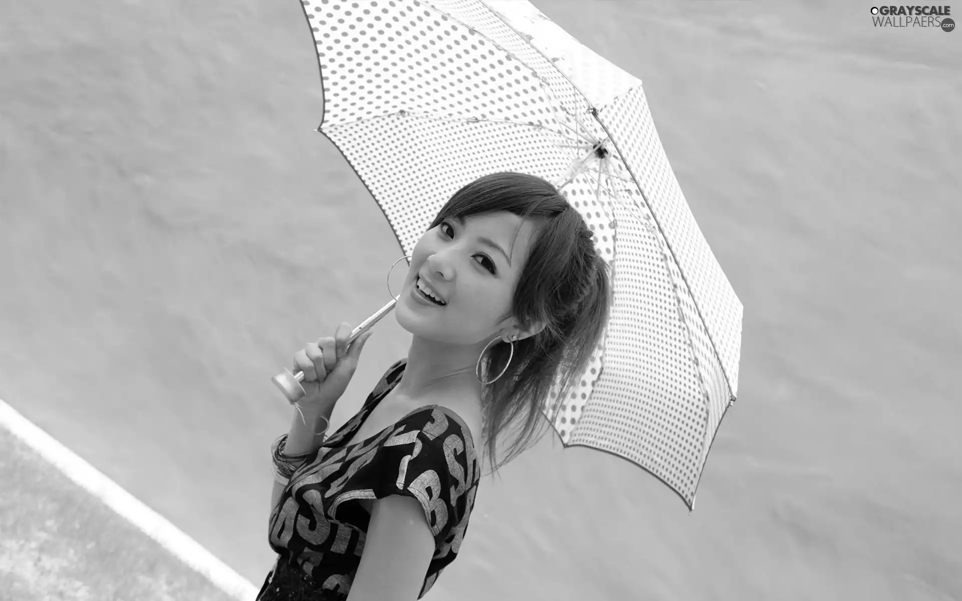 young, Smile, Umbrella, Women