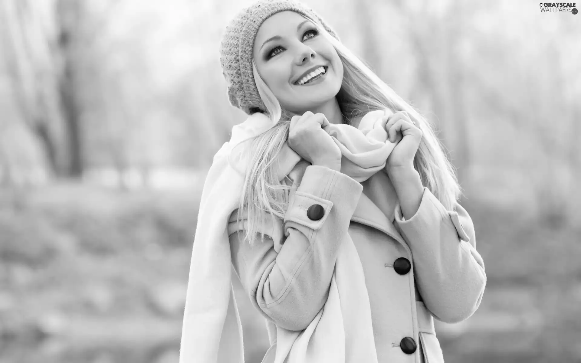 Hat, happy, make-up, Park, shawl, girl