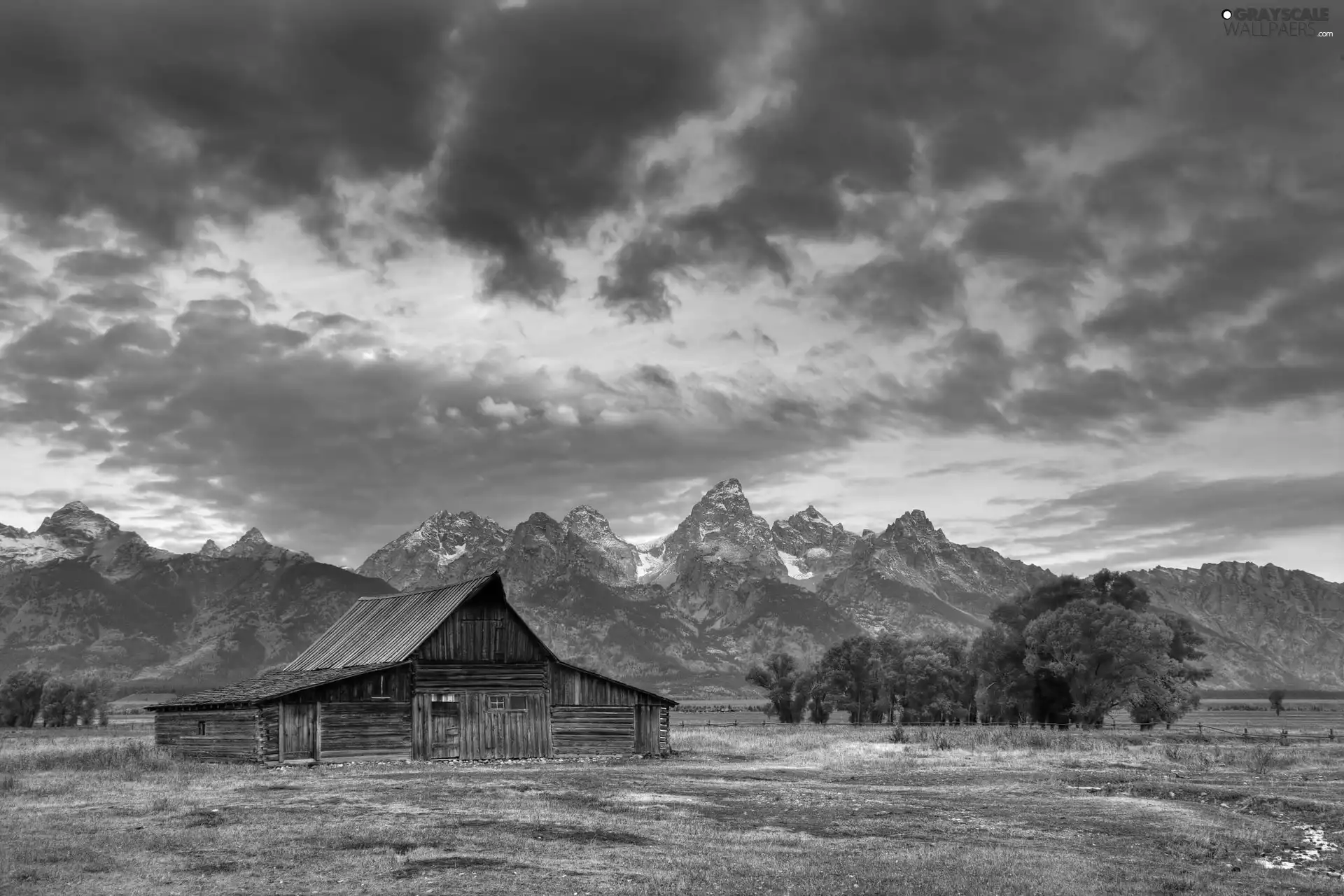 Grand Teton National Park, The United States, wooden, house, Teton Range Mountains, State of Wyoming