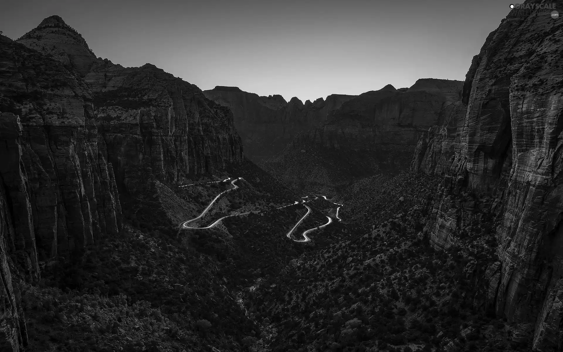 canyon, Zion National Park, Zion Canyon, illuminated, Utah State, The United States, Mountains, rocks, Way