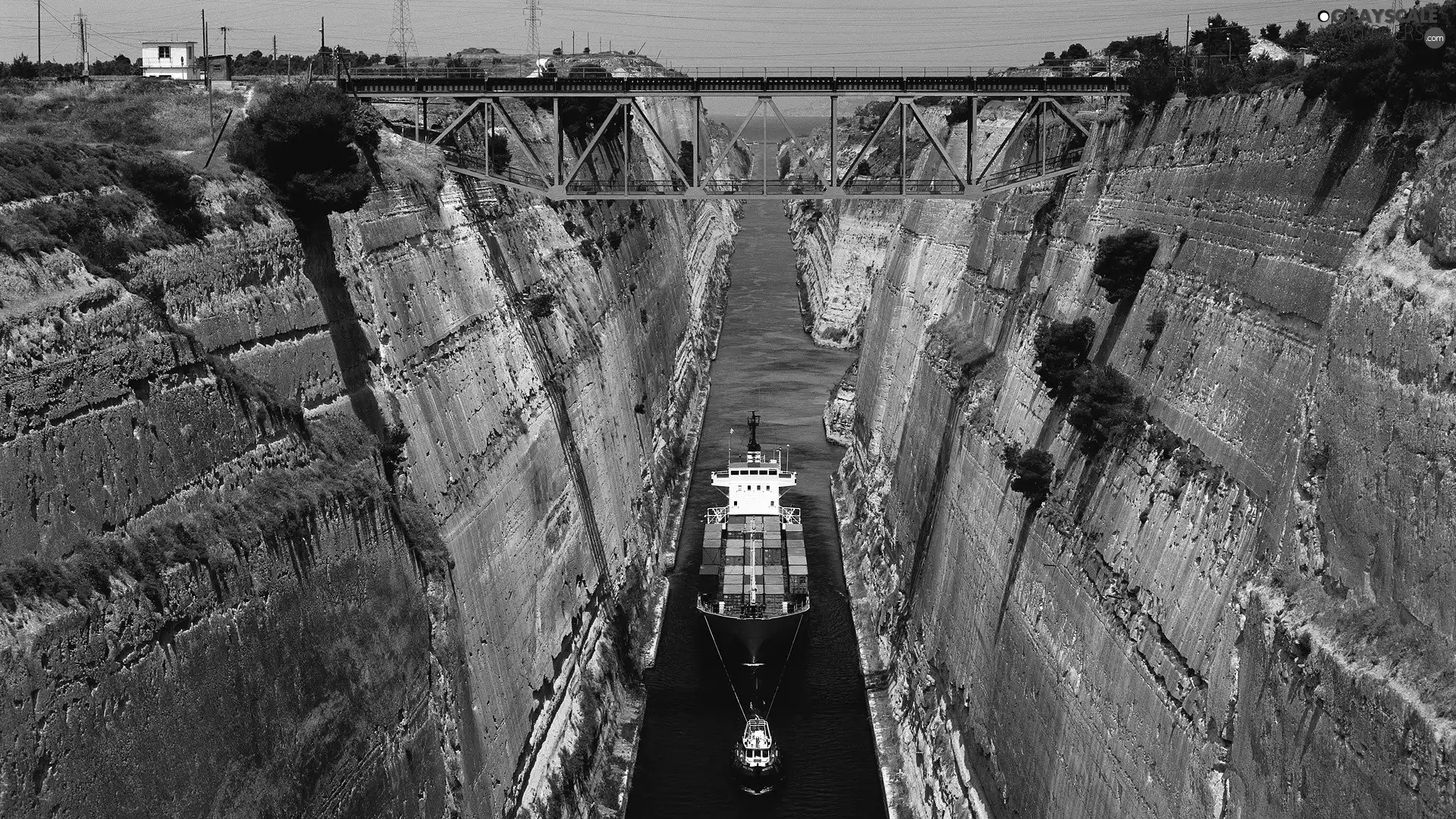 canal, Container, vessels, bridge