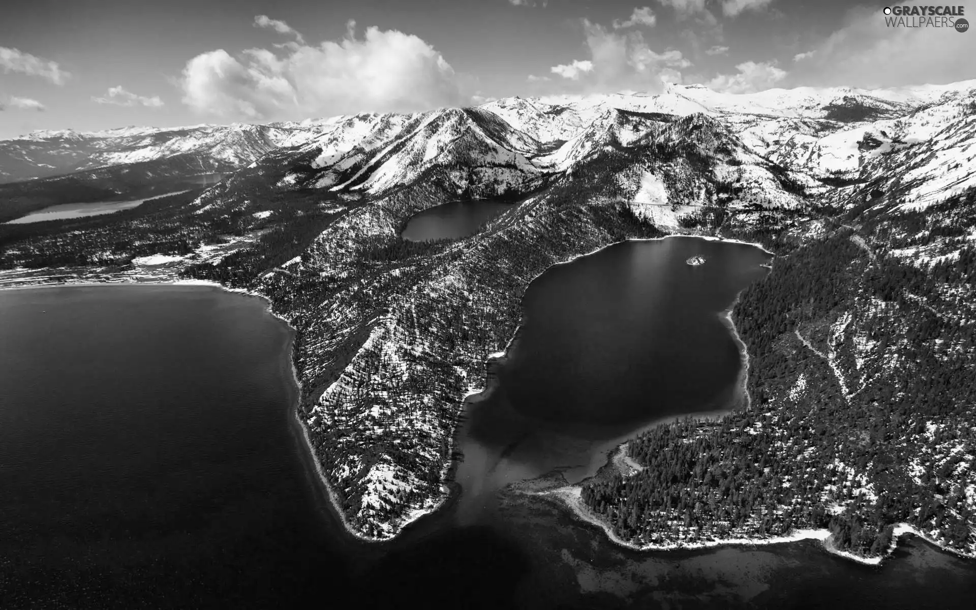 Mountains, sea, View, lakes