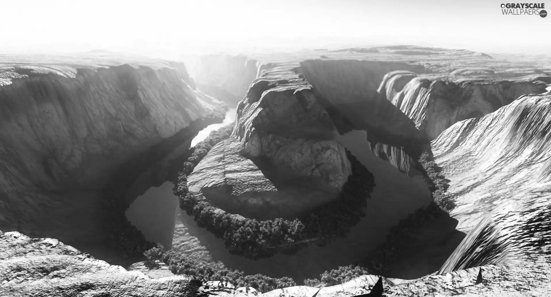 canyon, trees, viewes, River