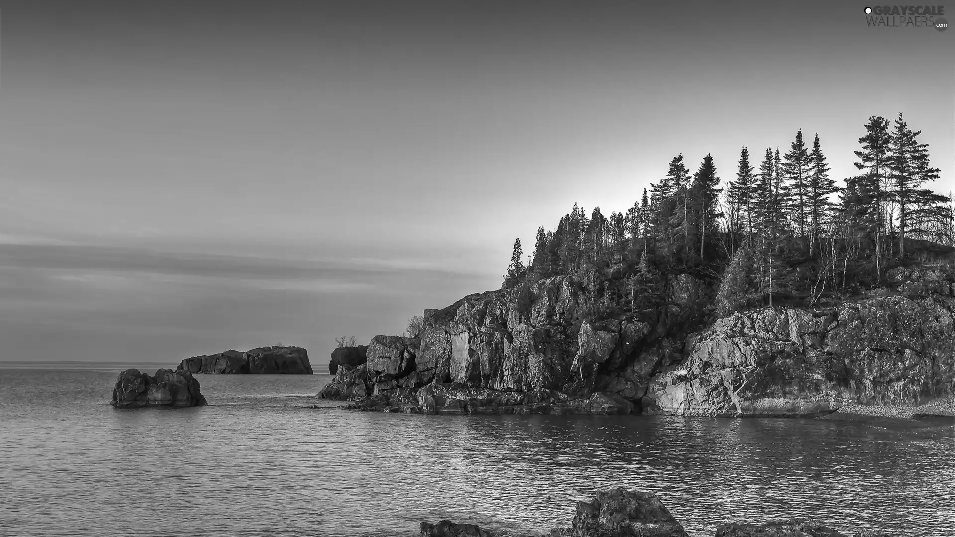 Cliffs, trees, viewes, sea