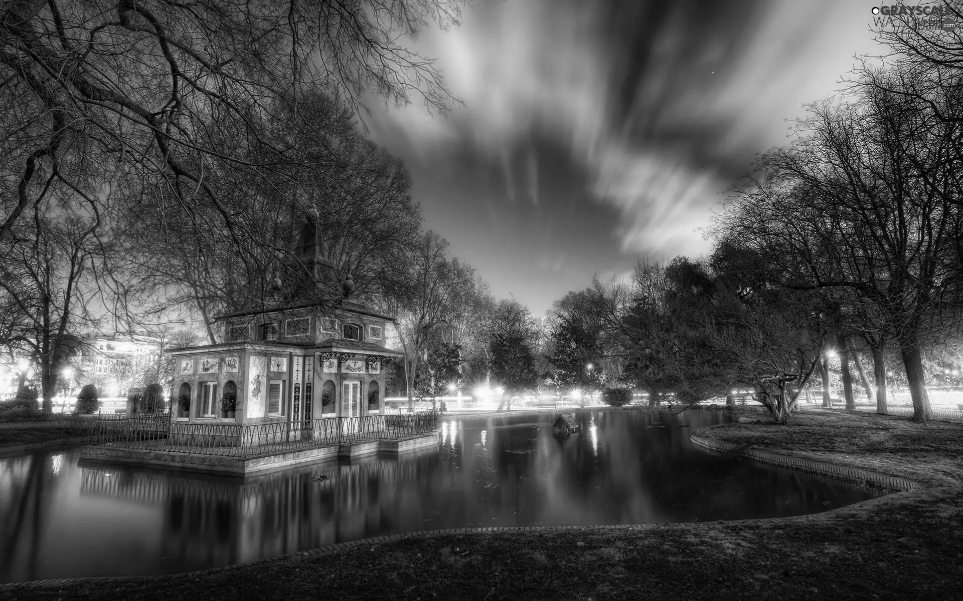 house, trees, viewes, lake