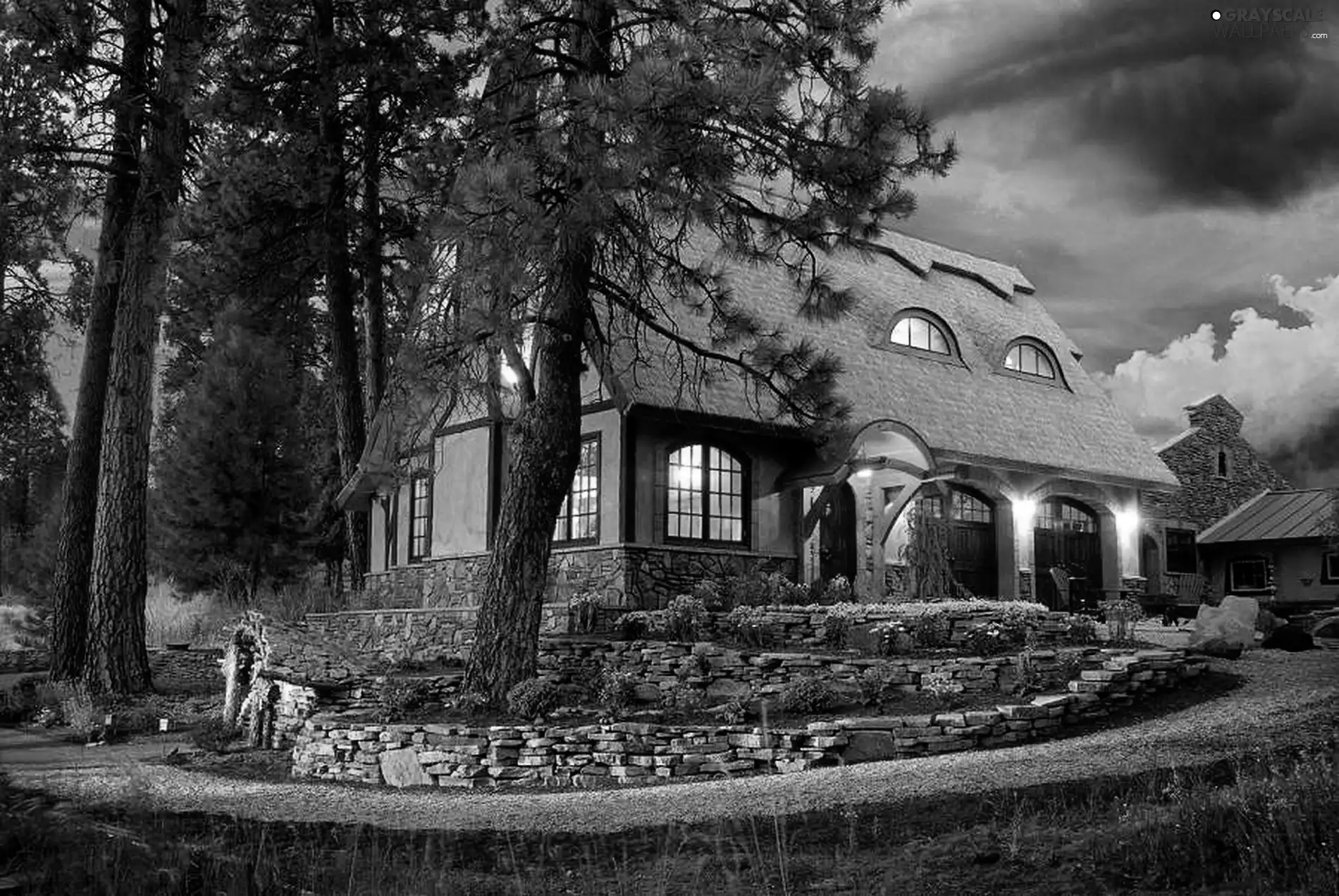 Beatyfull, trees, viewes, manor-house
