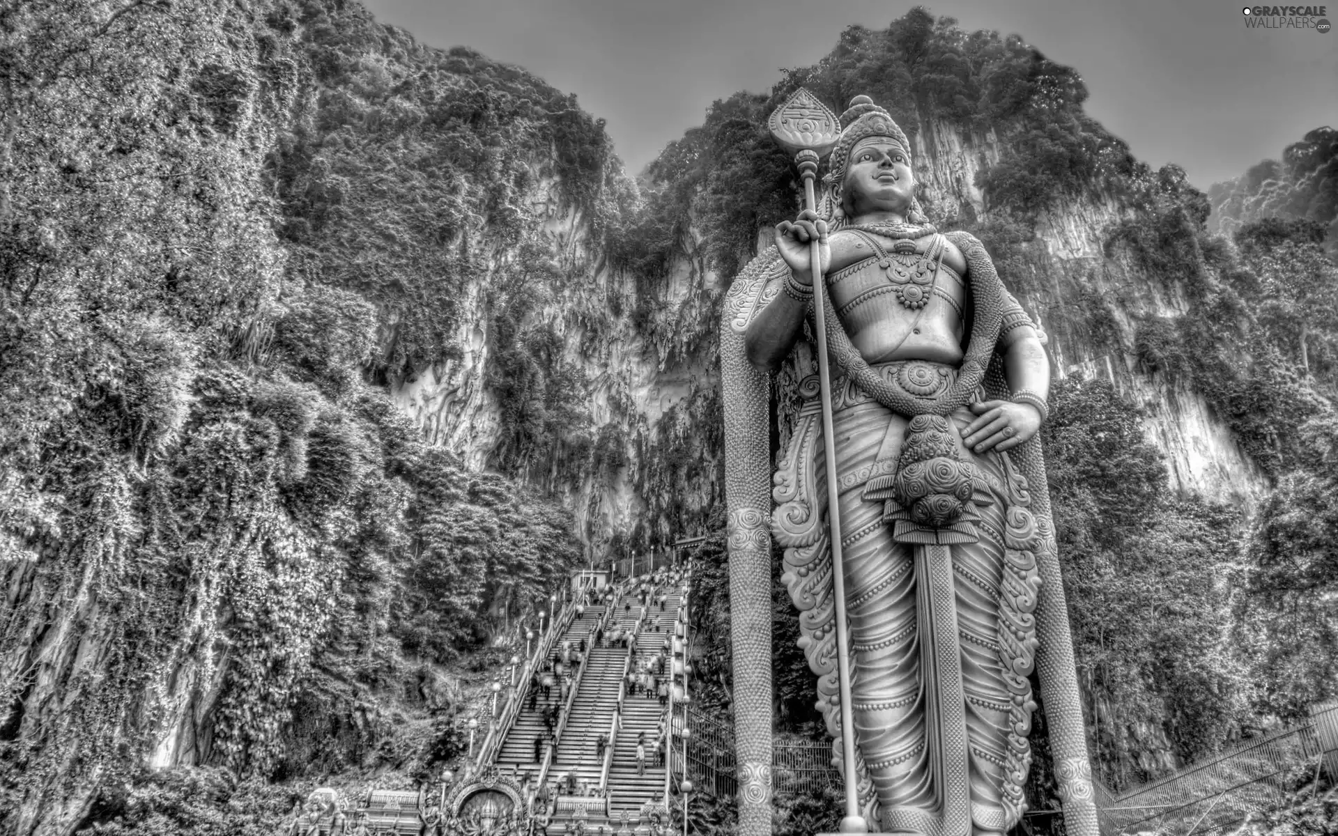 Statue monument, trees, viewes, Mountains