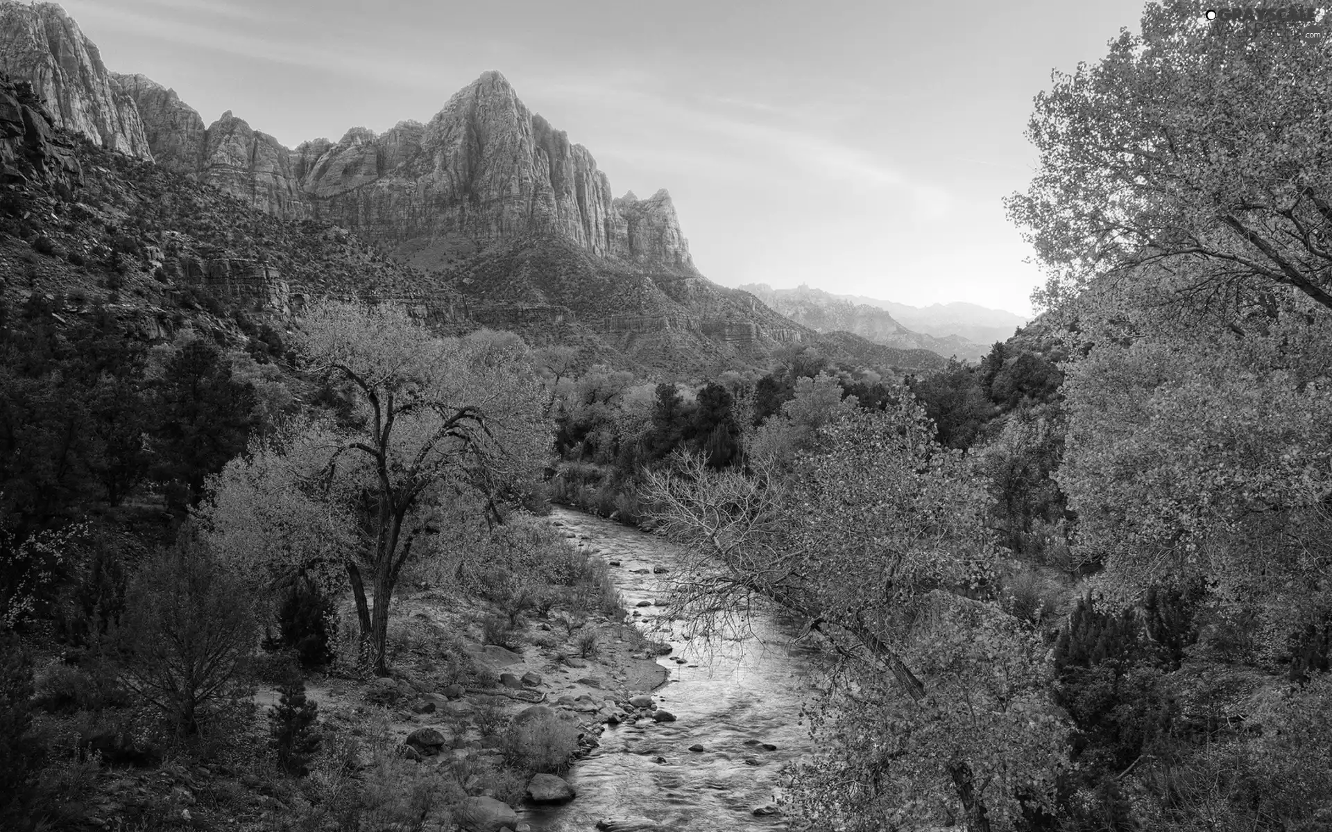 Mountains, trees, viewes, River